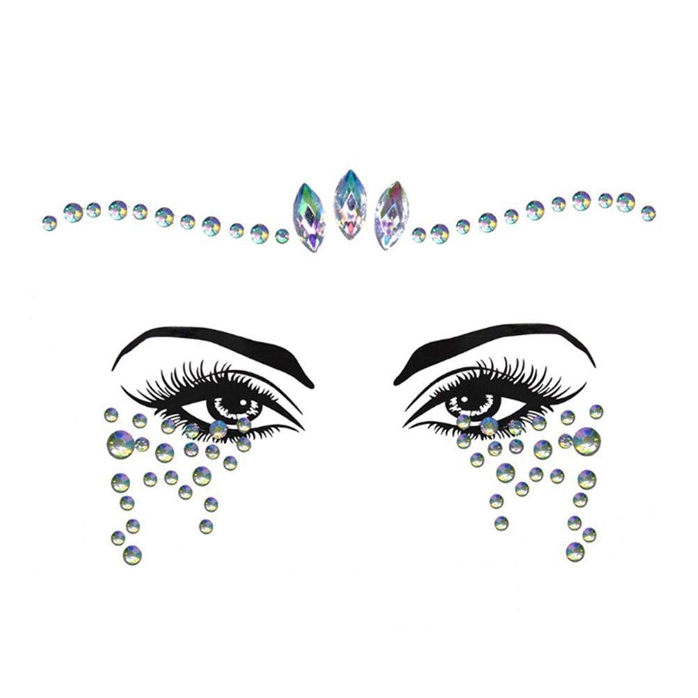 3D Rhinestone Face Stickers - Sexy Glitter Face Jewels for Women | Party, Music Festival & Halloween Makeup | Self-Adhesive Face Tattoos & Body Gems (Style 8) - Perfect for Raves, Concerts, Costume Parties and Special Events
