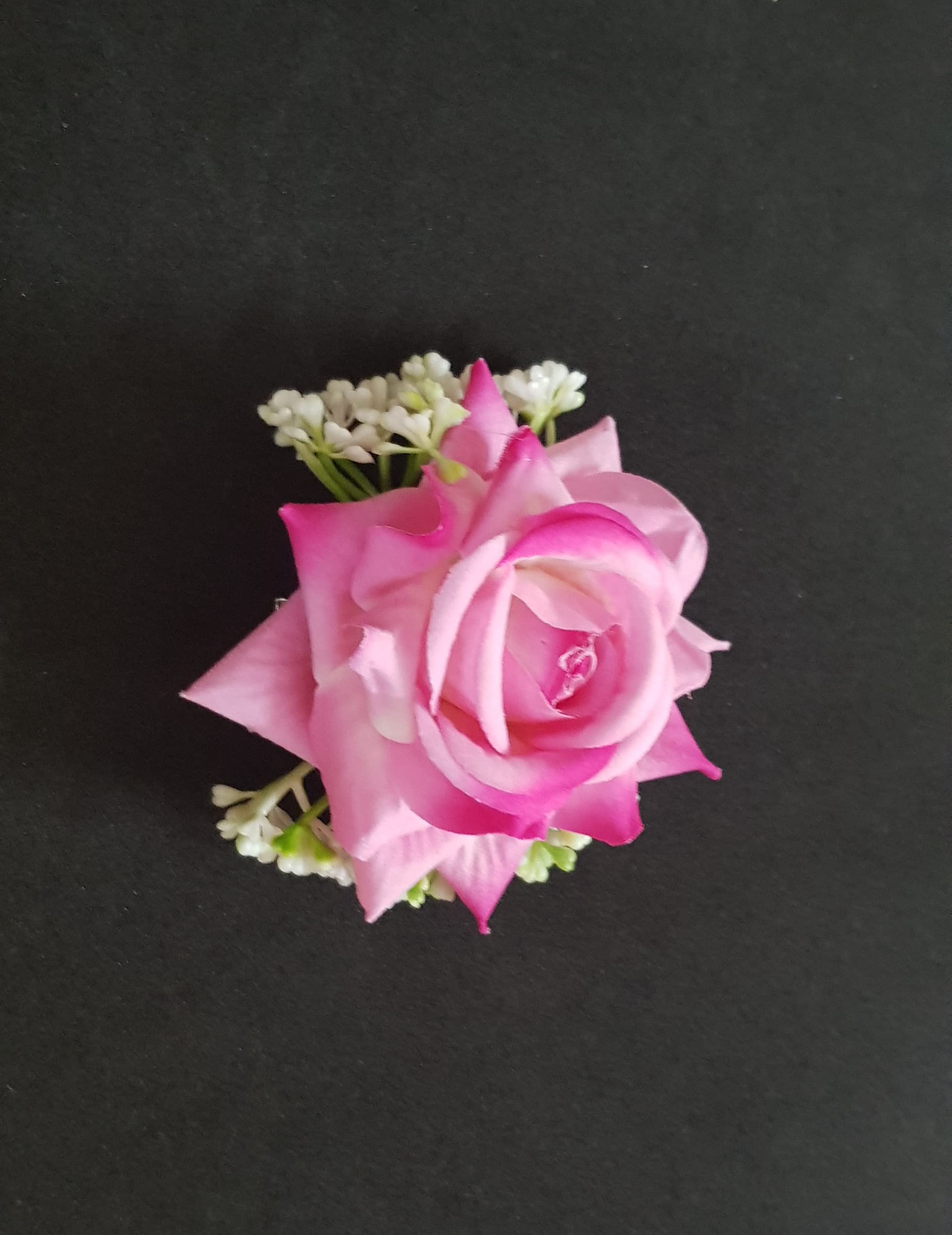 ANVIK 2-Pack Artificial Rose Hair Clips with Grass Design - Floral Hair Accessories for Women & Girls (Dark Pink & Light Pink) - Perfect for Weddings, Parties & Everyday Hairstyles