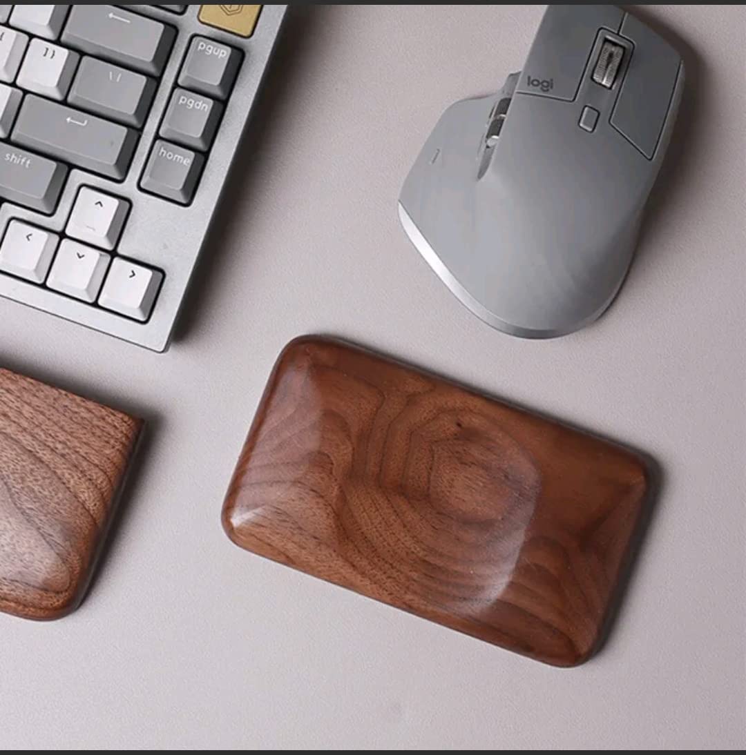 Premium Solid Walnut Wood Wrist Rest - Ergonomic Mouse Pad & Keyboard Support for Office & Gaming - Natural Wooden Hand Rest for Computer Workstation & Home Desk Setup