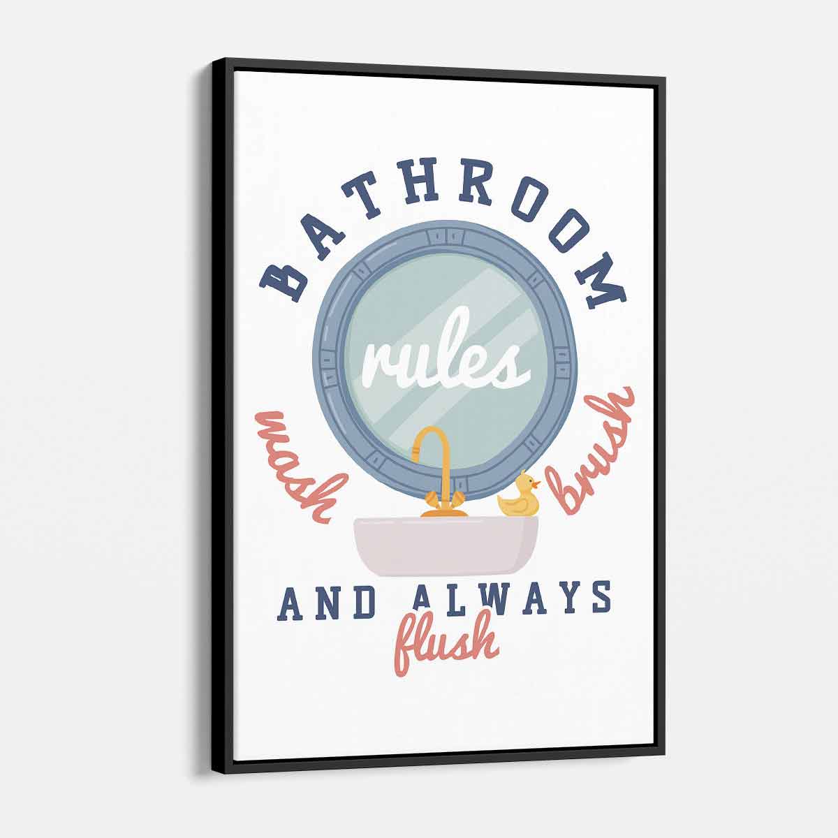 White Bathroom Rules Wall Art Canvas 2648 - Modern Home Decor for Bathroom, Powder Room & Guest Bath - Perfect Housewarming Gift for New Homeowners