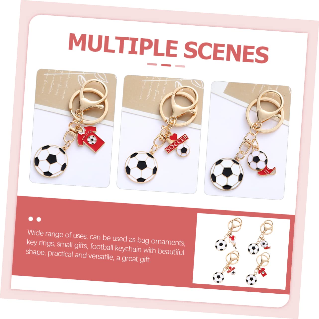 Kisangel 5-Pack Football Keychain Set - Zinc Alloy Sports Key Rings for Men & Women - Perfect for Fans, Gifts, and Key Organization (4pcs x 5 Sets)