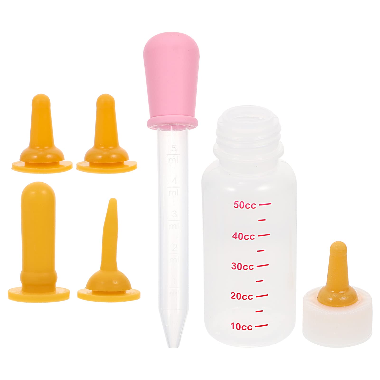 VILLCASE Pet Nursing Bottle Set - 3 Pack Silicone Nipple Syringes for Puppy, Kitten, Squirrel & Hamster Feeding - Milk & Water Feeder with Soft Pink Nipples - Perfect for Newborn Pets, Orphaned Animals & Small Animal Care
