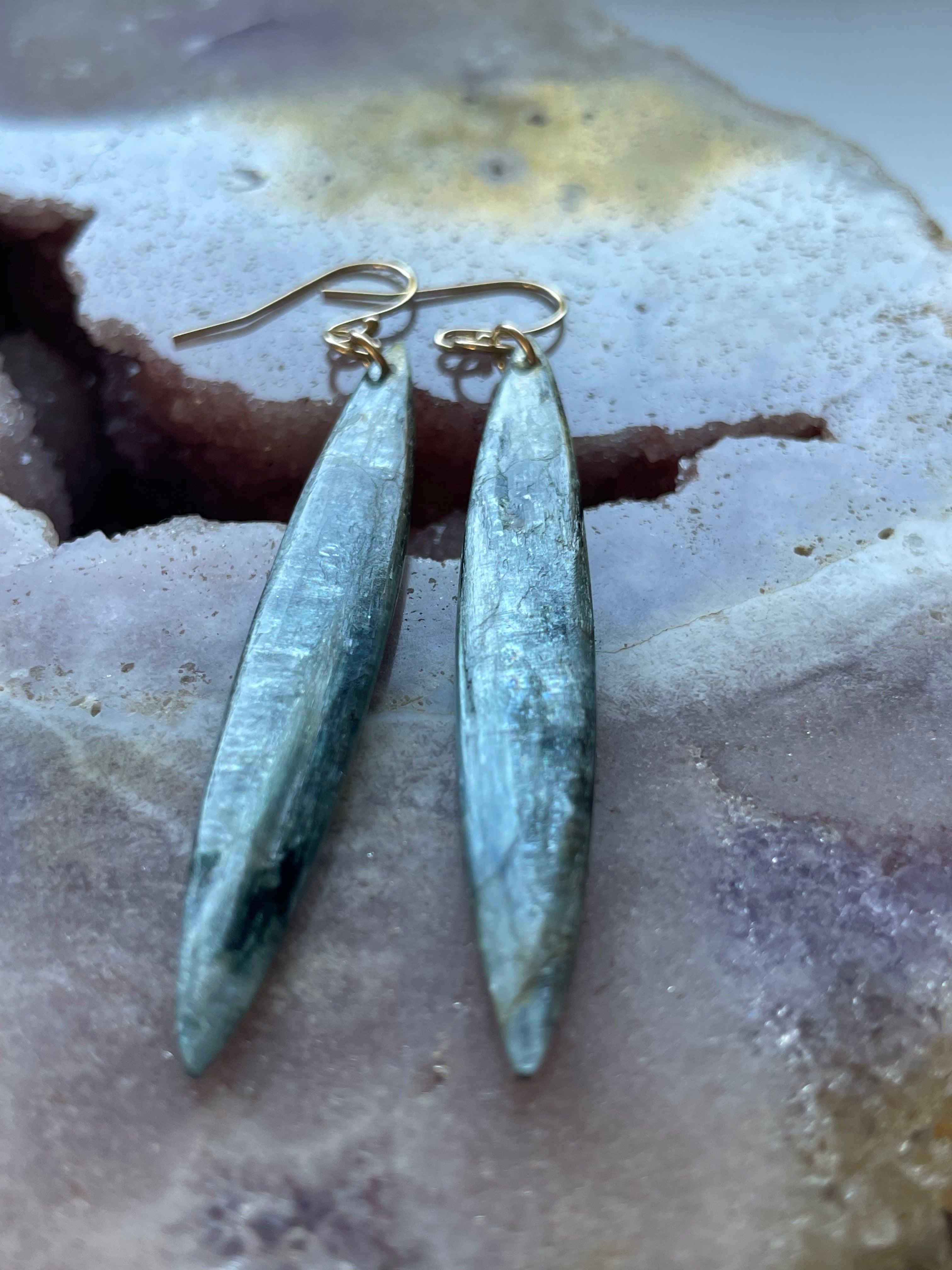 14kt Gold Filled Kyanite Statement Earrings for Women | Elegant Dangle Jewelry for Parties, Weddings & Special Occasions