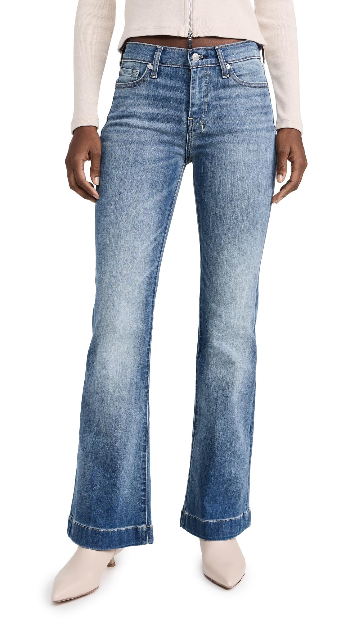 7 For All Mankind Women's Dojo Tailorless Jeans - High Waist Stretch Denim Pants for Casual Wear & Everyday Outfits