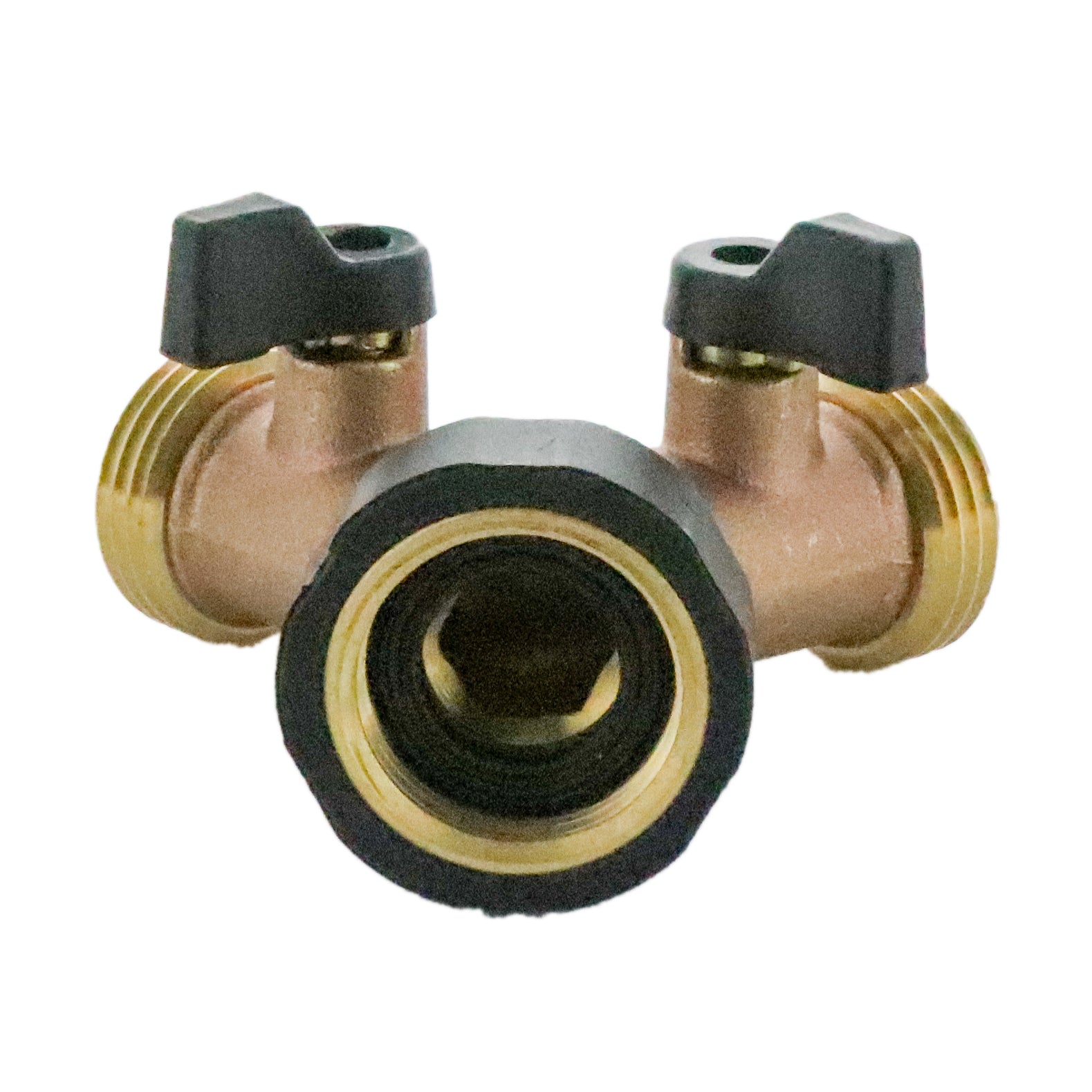 Orbit 58248N Brass Garden Hose Y Adapter with Shutoff Valve - Perfect for Lawn Irrigation, Car Washing & Outdoor Watering