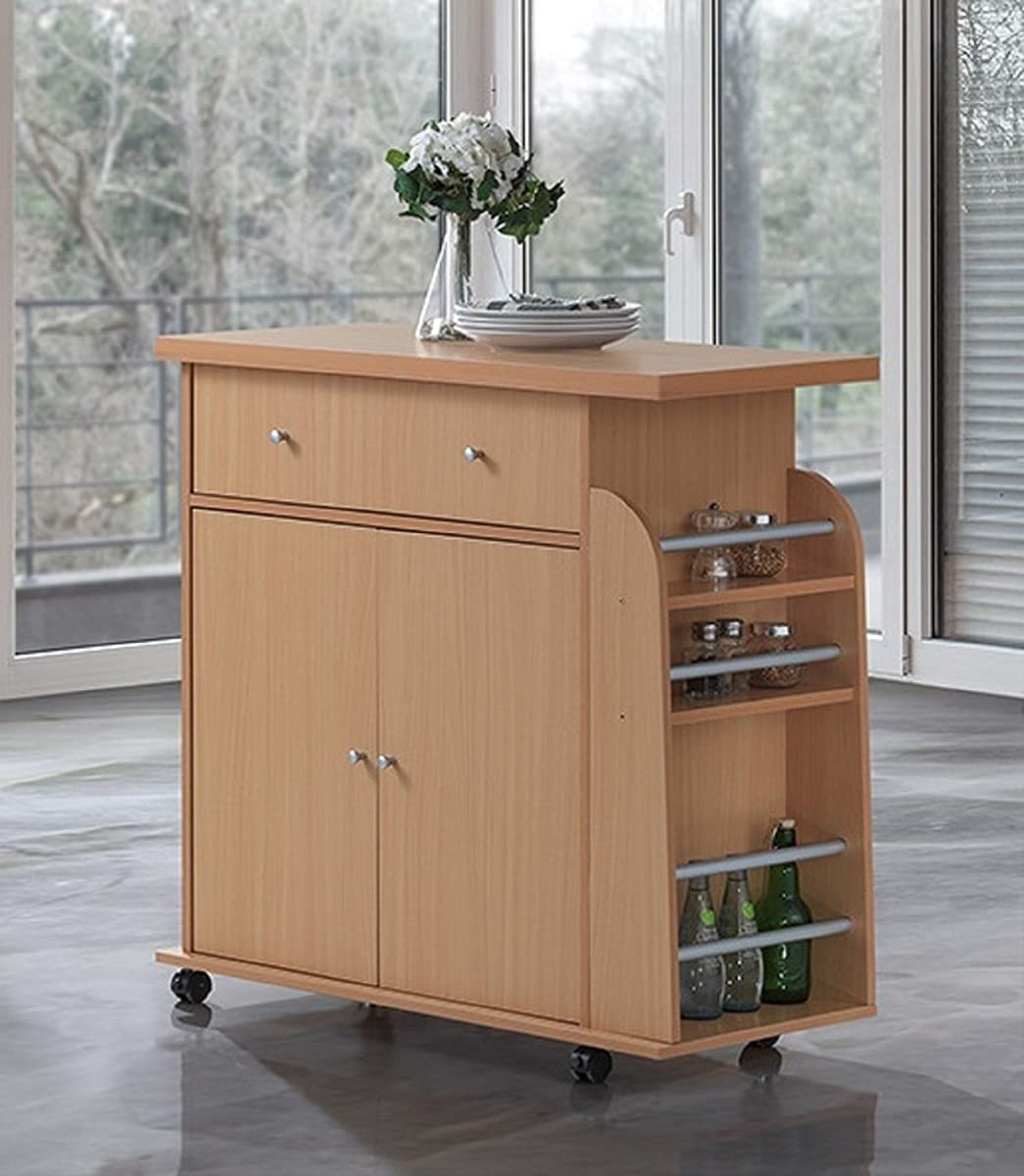 Custom Kitchen Island Spice Rack & Towel Holder - Solid Beech Wood Organizer for Spices, Utensils & Towels - Perfect for Small Kitchen Storage & Organization