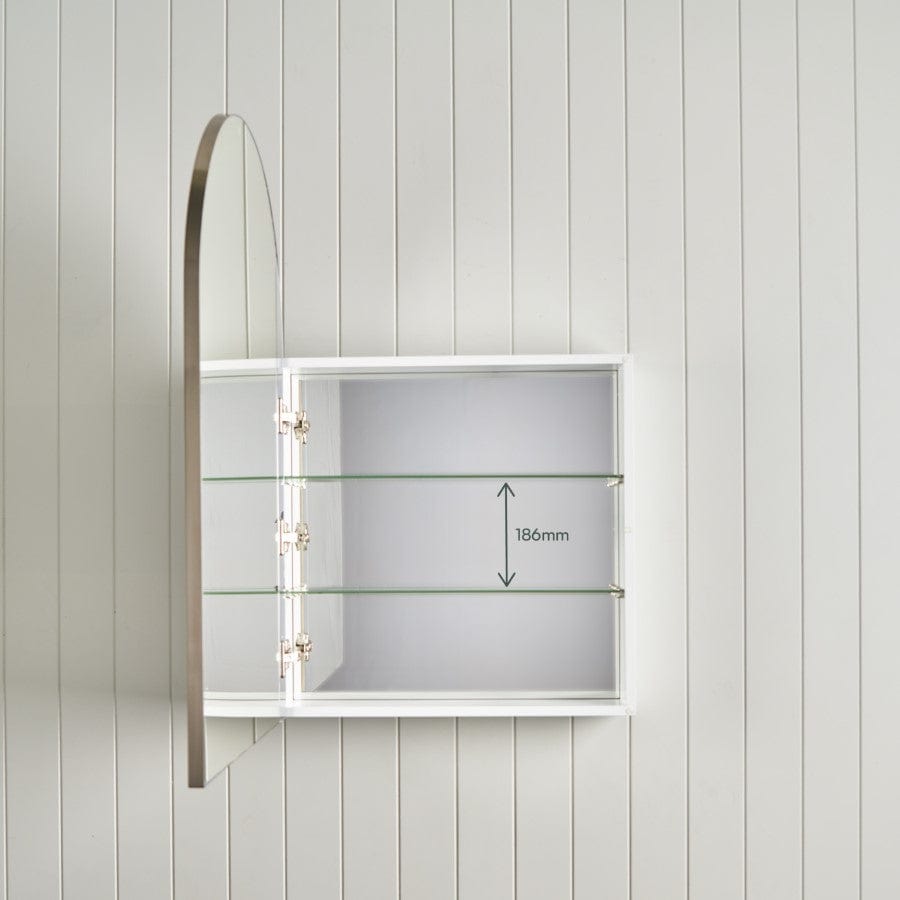Modern Arch Mirror Cabinet with Warm Brushed Nickel Finish - Perfect for Bathroom Vanity & Bedroom Decor