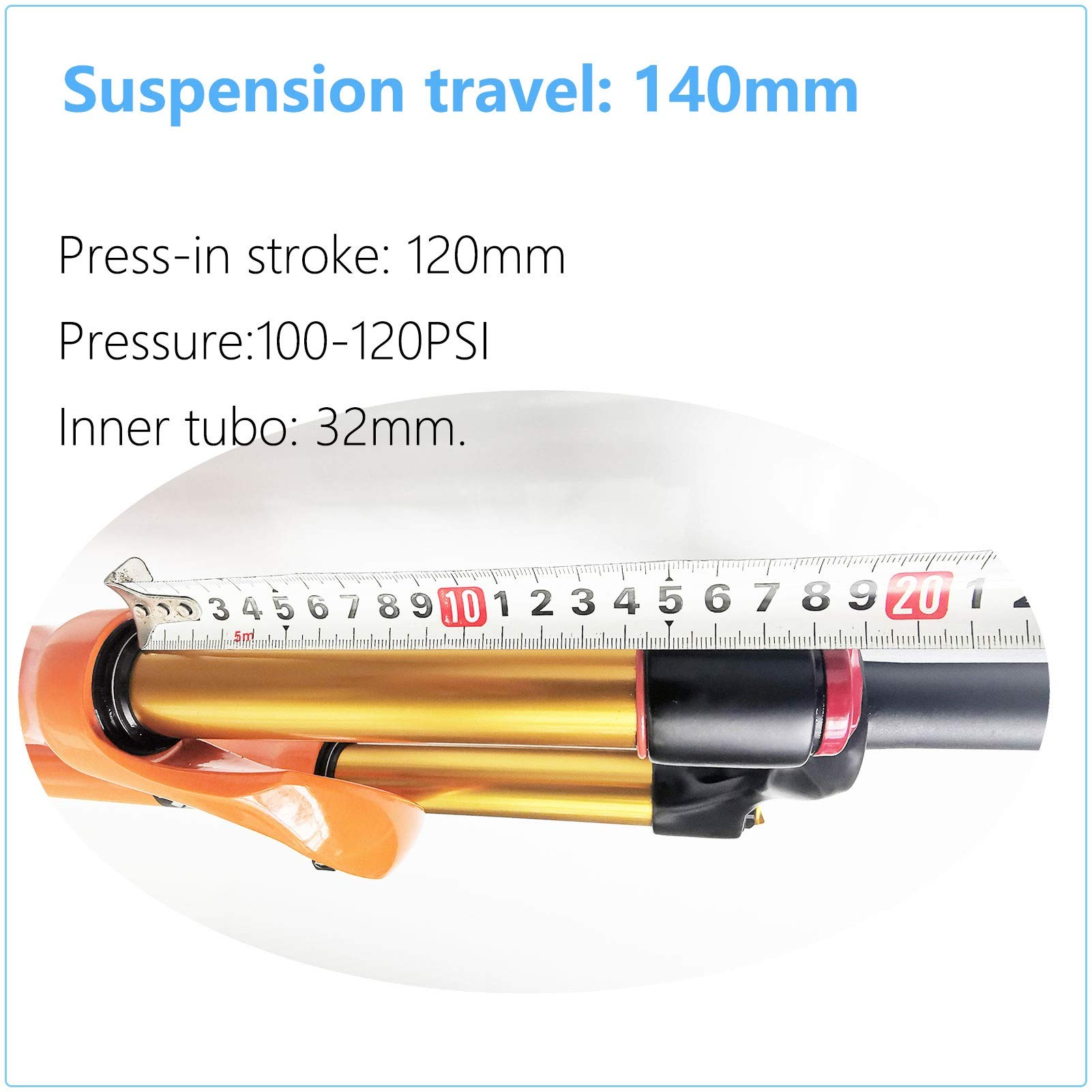 140mm Travel Air Suspension Fork for Mountain Bike - 26/27.5/29 Inch, Alloy 9mm QR, Rebound Adjust & Remote Lockout (White) - Ideal for Trail Riding, Downhill & Cross-Country Cycling