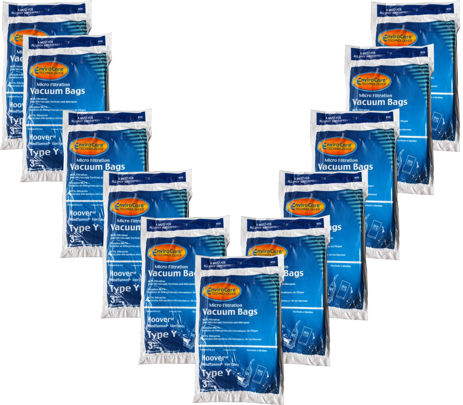 33 Hoover Allergy Vacuum Bags Type Y - Compatible with WindTunnel Upright Vacuum Cleaners (Models 43655109, 4010100Y, 4010801Y) - HEPA Filtration for Dust Mites & Pet Hair - Perfect for Allergy Sufferers & Pet Owners