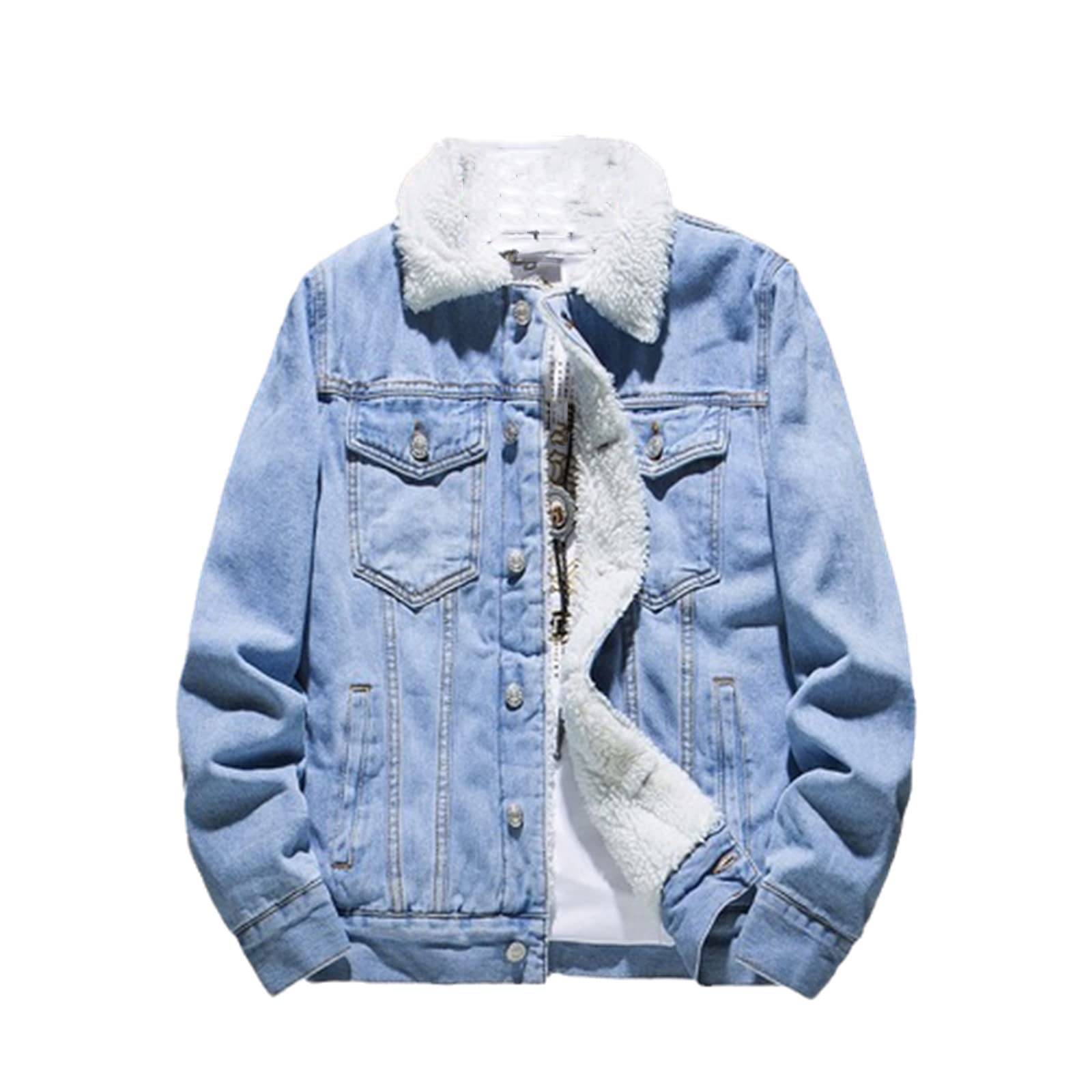 Men's Winter Velvet Lined Warm Thick Denim Jacket - Cozy Fleece Lined Casual Coat for Cold Weather | Perfect for Outdoor Activities, Daily Wear & Street Style