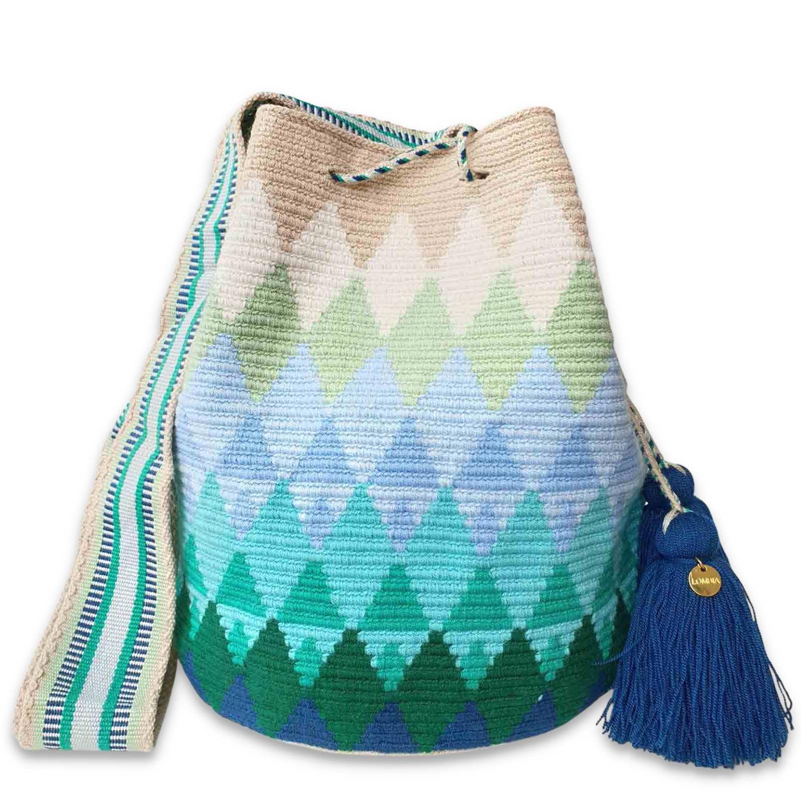 Fairtrade Handmade Wayuu Bag - Authentic Colombian Mochila Crossbody Purse, Large Crochet Shoulder Bag for Women, Boho Chic Accessory (Peacock) | Perfect for Beach, Travel & Everyday Use