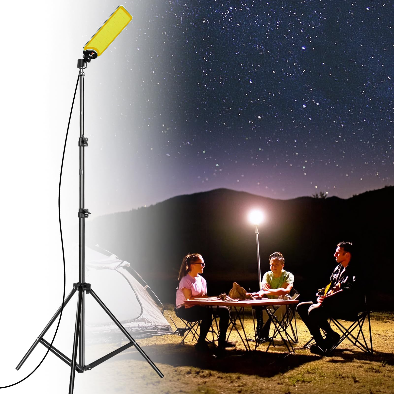 CONPEX 18000 Lumens Telescopic LED Camping Light with Tripod Stand & Remote Control - Portable Outdoor Lighting for Camping, Hiking, Backyard, Emergency, and Power Outages