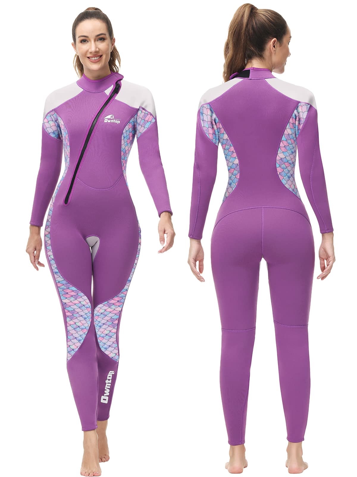 PROTAURI 3MM Women's Wetsuit - Thick Neoprene Full Body Diving Suit with Front Zip for Cold Water Warmth - Long Sleeve One Piece Swimsuit with UV Protection - Perfect for Surfing, Scuba Diving, Snorkeling & Swimming in Ocean, Beach & Pool Activities