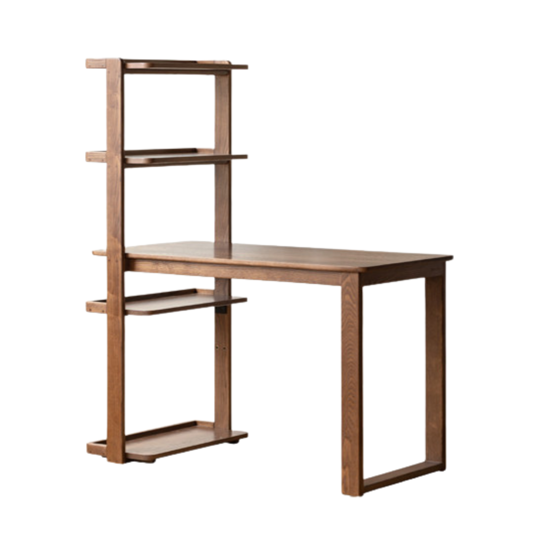 40.1x23.4x29.9 inch / 102x59.6x76 сm / walnut color / ash desk + 146 cm five-layer bookshelf