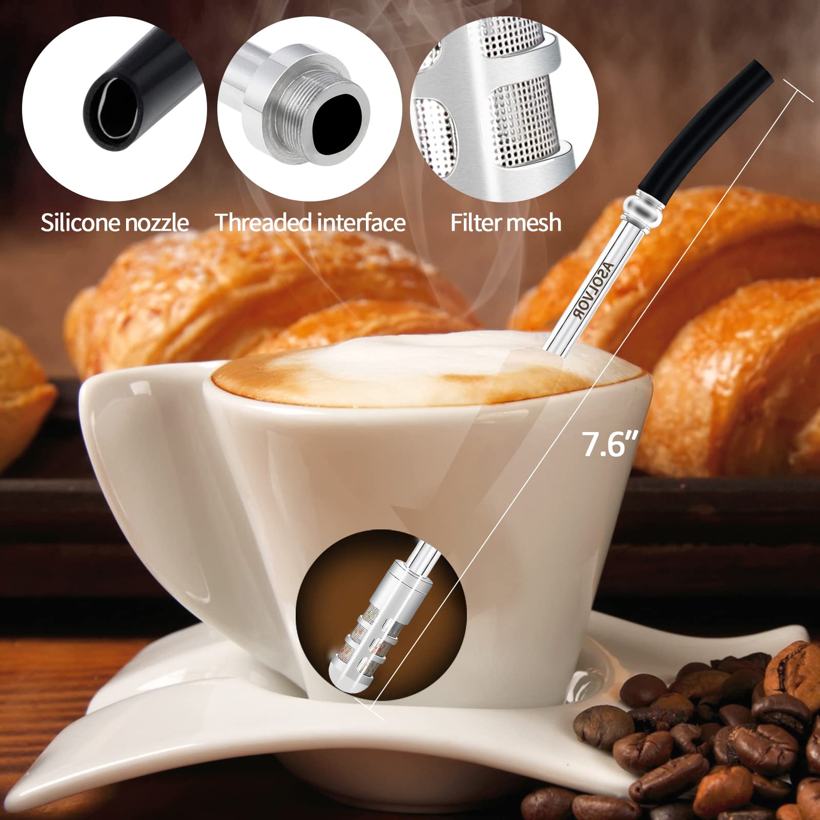 Eco-Friendly Reusable Stainless Steel Straws - 7.6