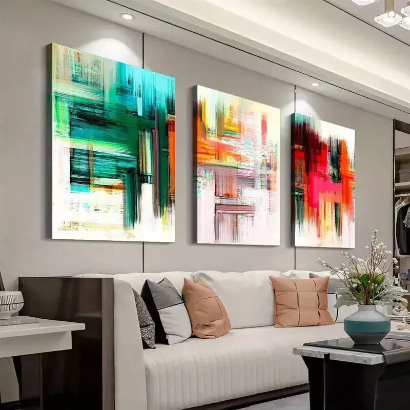 3-Piece Abstract Multicolor Wall Art Set - Framed Canvas 50x70cm (20x28in) - High Quality Print - 100% Australian Made - Ready to Hang - Perfect for Living Room, Bedroom & Office Decor