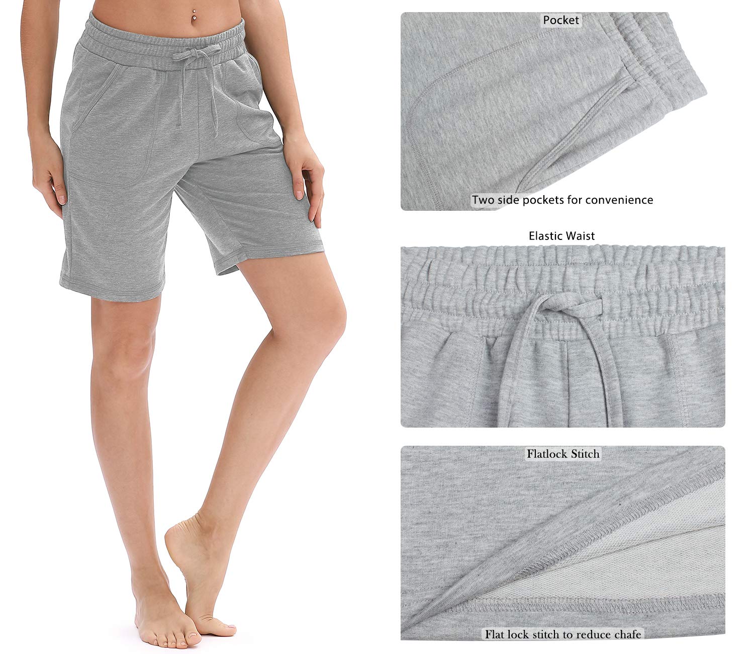ICY ZONE Women's Athletic Running Yoga Shorts - High Waist Workout Active Lounge Bermuda Shorts with Pockets for Gym, Yoga & Casual Wear