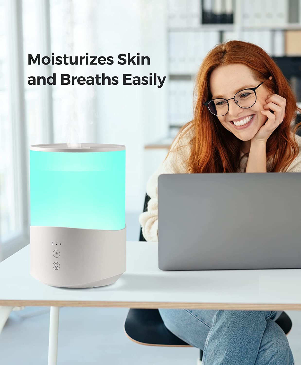 MPOW Humidifiers for Bedroom - Quiet Ultrasonic Cool Mist Humidifier with 7 Color Changing Night Lights, Large Water Tank - Perfect for Baby Nursery, Office & Dry Skin Relief