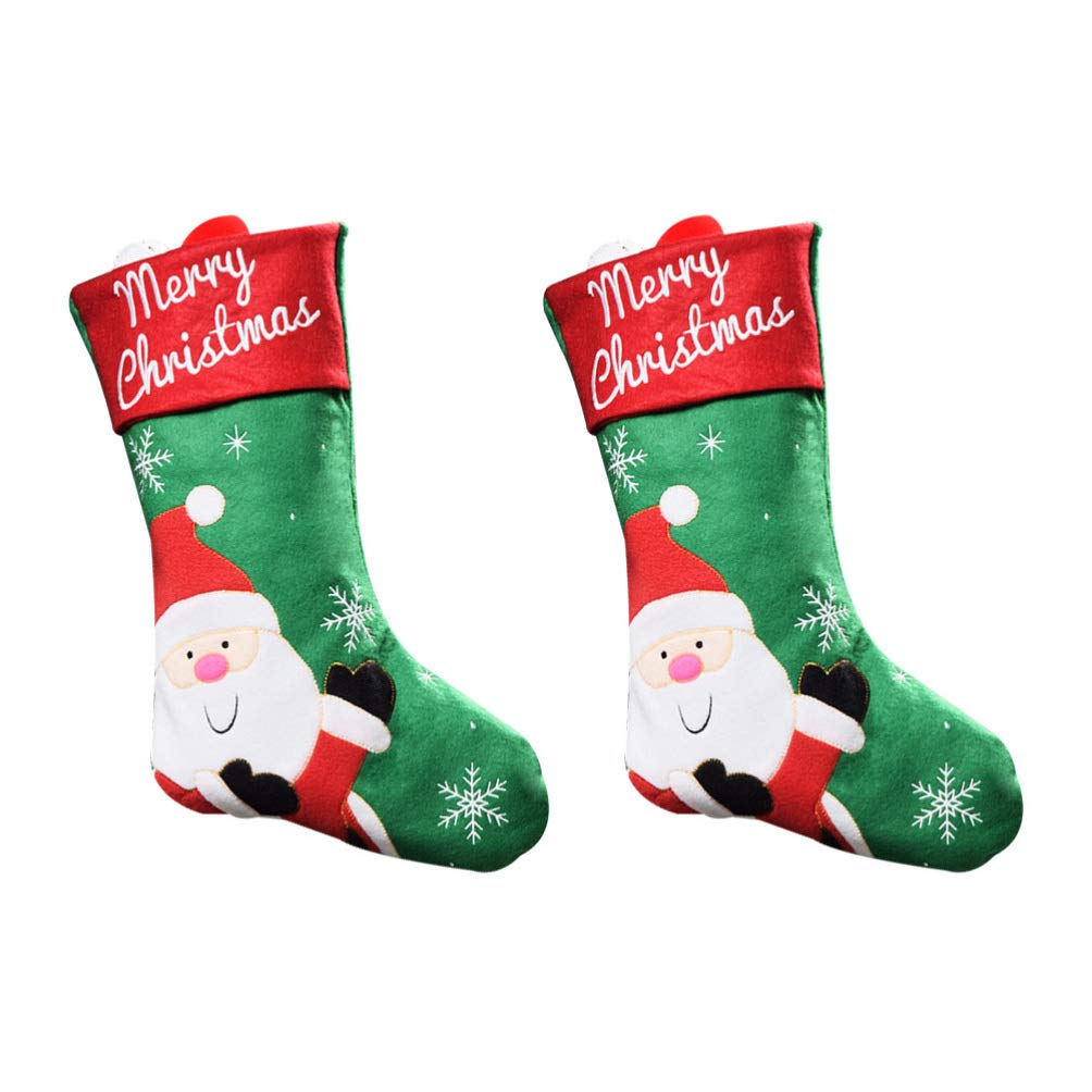 2-Pack Christmas Stocking Gift Bags - Holiday Decorative Hanging Pouches for Candy Storage, Xmas Party Favors & Sweet Treats | Perfect for Christmas Tree Decorations, Gift Wrapping & Festive Home Decor | Great for Holiday Parties, Family Gatherings & Cozy Winter Celebrations | Ideal for Santa Gifts, Fireplace Mantel Decor & Christmas Morning Surprises