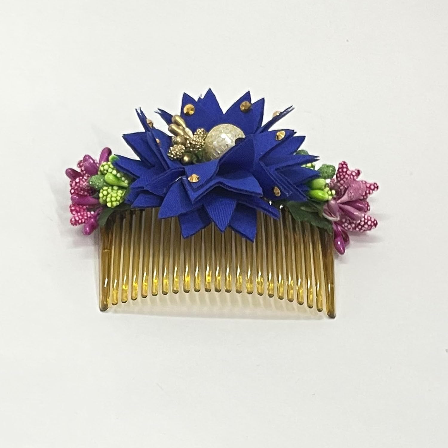 Stylish Women's Hair Accessories - Bridal Bun Comb Clips with Floral Design, Hair Brooch for Wedding & Special Occasions (Blue) | Perfect for Bridal Hairstyles, Prom, Parties & Formal Events