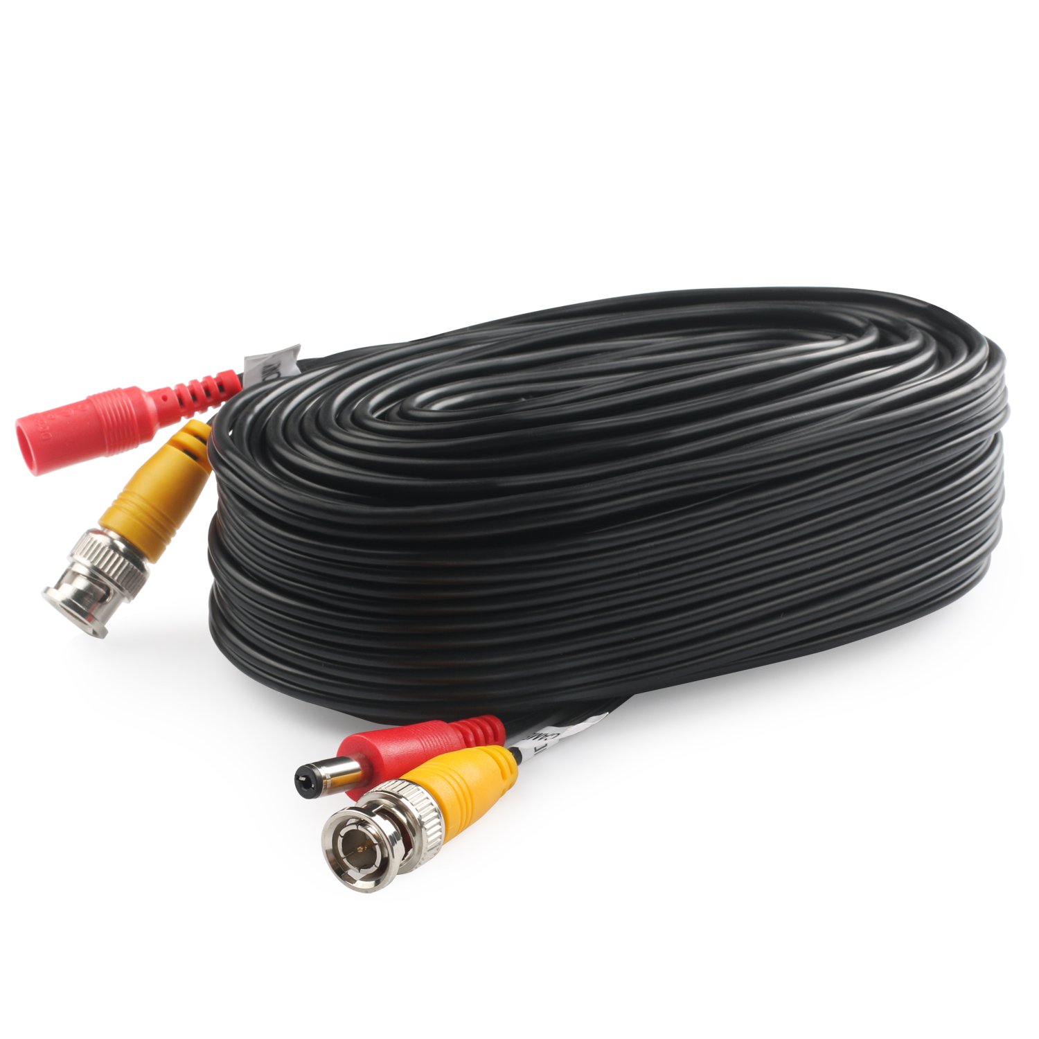 BNC Video Power Cable 25ft (4 Pack) - CCTV DVR Surveillance System for Security Cameras & Home Monitoring