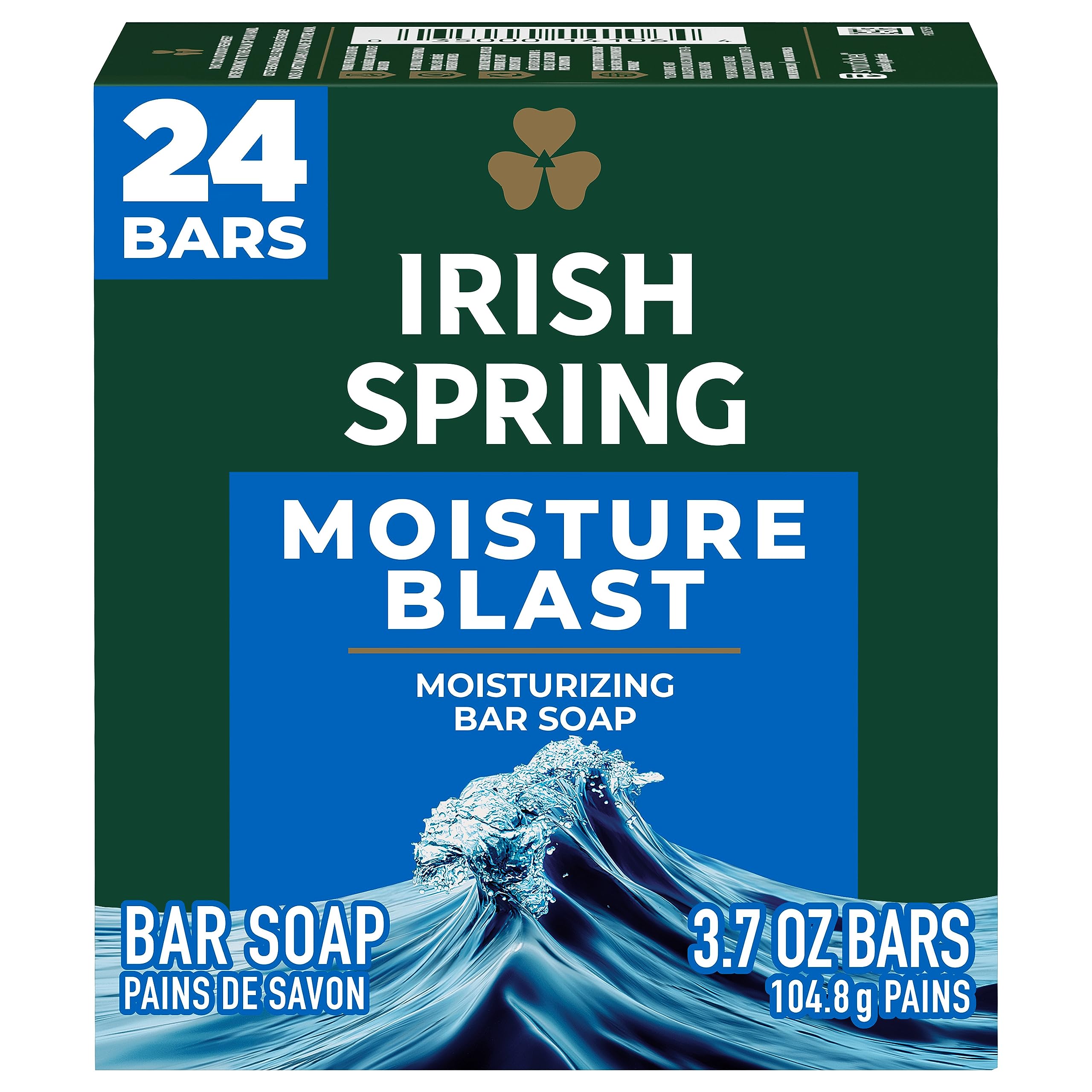 Irish Spring Moisture Blast Bar Soap for Men (3.7 Oz, 24 Pack) & Colgate Max Fresh Whitening Toothpaste with Mini Breath Strips - Clean Mint Flavor for Fresh Breath - Perfect for Travel, Gym & Daily Hygiene Routine