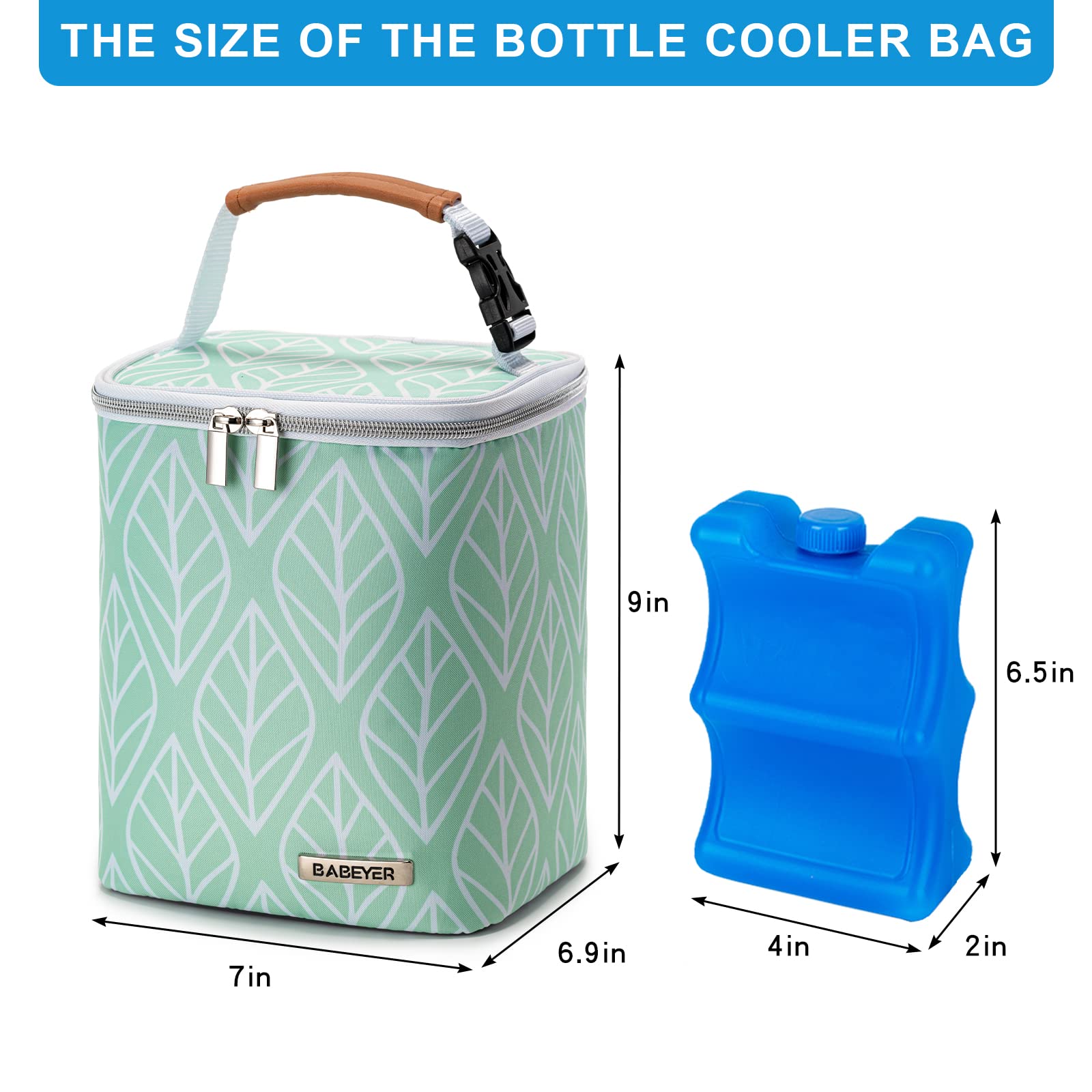 Insulated Breast Milk Cooler Bag with Ice Pack - Holds 4 Baby Bottles (Up to 9oz) - Perfect for Nursing Moms, Daycare & Travel - Green | Keep Breast Milk Fresh On-The-Go