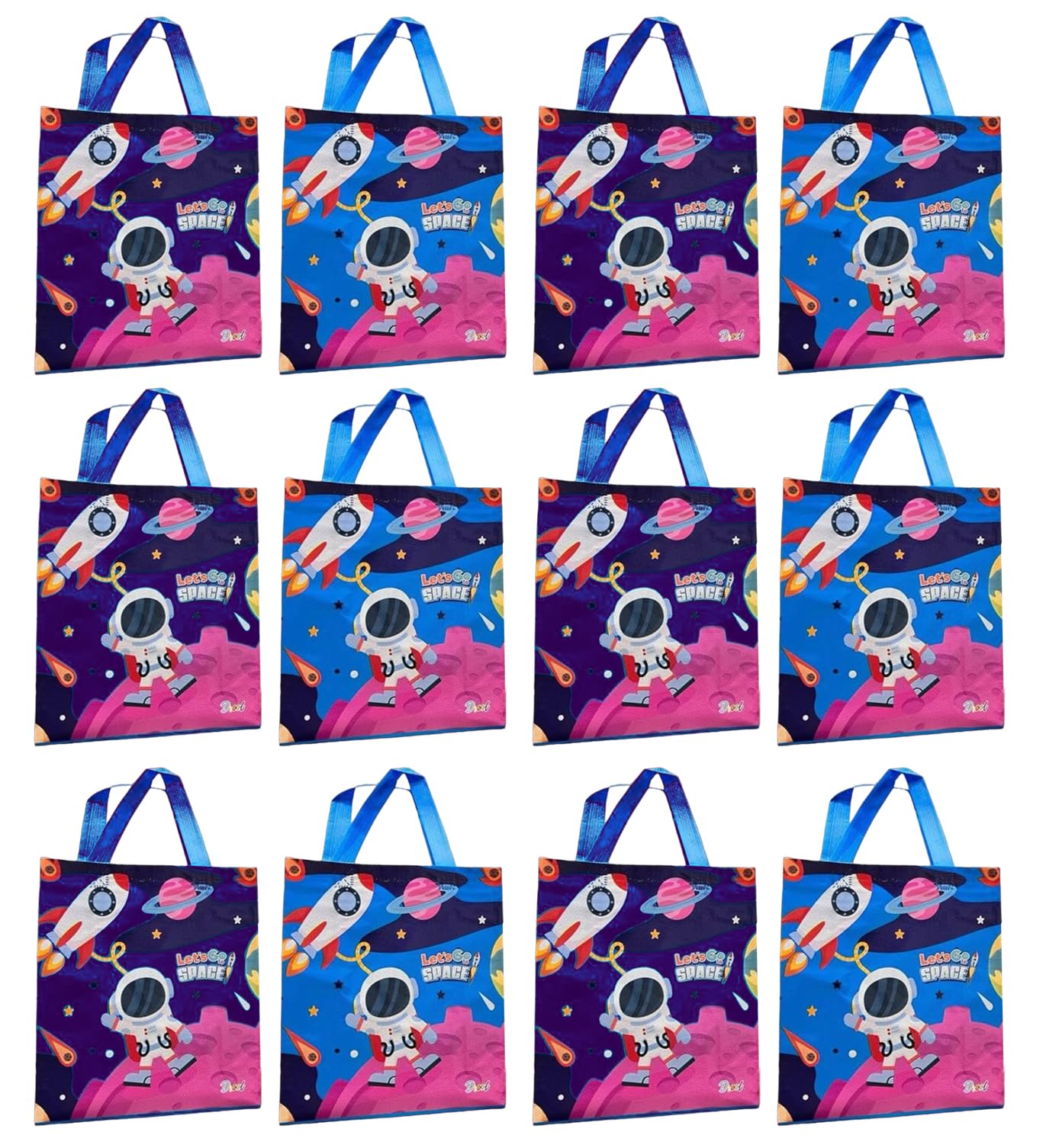 Space Theme Gift Bags for Boys & Girls - 12 Pack Reusable Party Favor Bags for Birthdays, Kids' Events & Return Gifts - Durable Multipurpose Carry Bags for School, Travel & Special Occasions