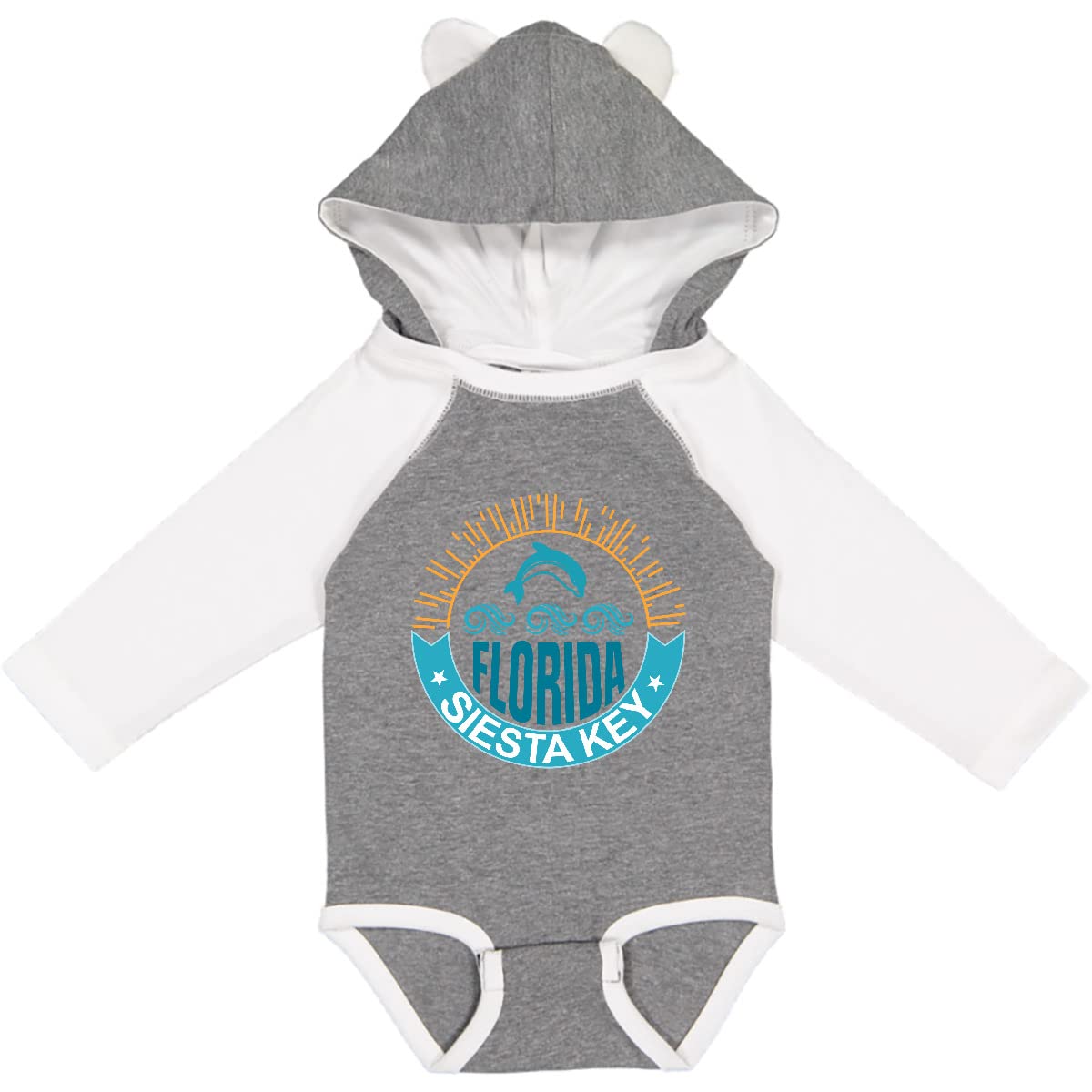 Inktastic Siesta Key Florida Beach Vacation Long Sleeve Creeper - Soft Cotton Baby Bodysuit for Boys & Girls - Perfect for Beach Trips, Family Photos & Casual Outings