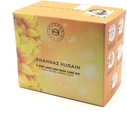 Shahnaz Husain 5-Step Anti-Tan Facial Kit for Glowing Skin - Brightening & Tan Removal Treatment with Natural Ingredients, Gold, Pack of 2 - Perfect for Summer Skincare & Post-Vacation Radiance