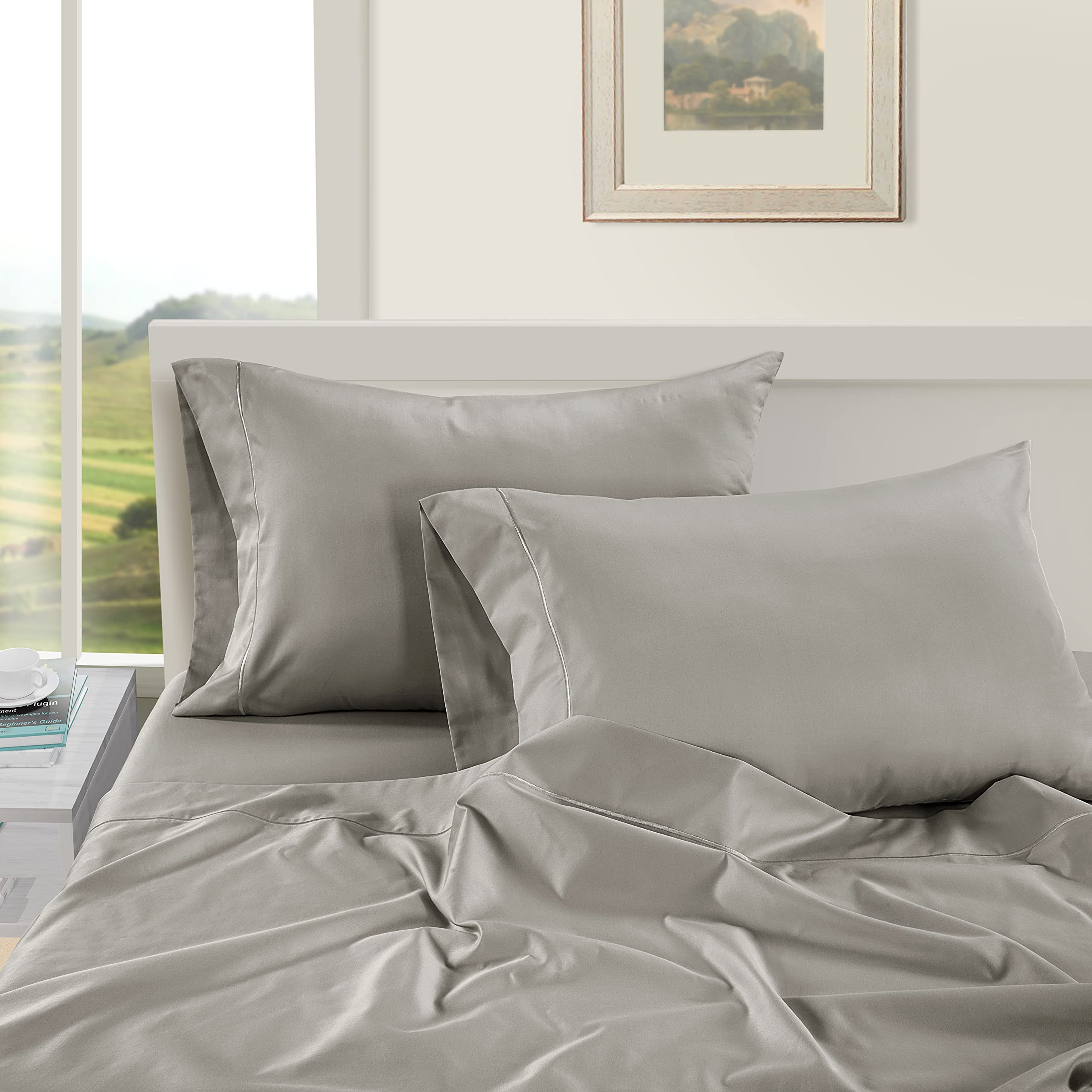 Premium 100% Egyptian Cotton Queen Size Pillowcases Set of 2 - 1000 Thread Count Soft & Breathable Bedding for Cool Sleep - Ideal for Hot Sleepers & Luxury Bedroom Decor