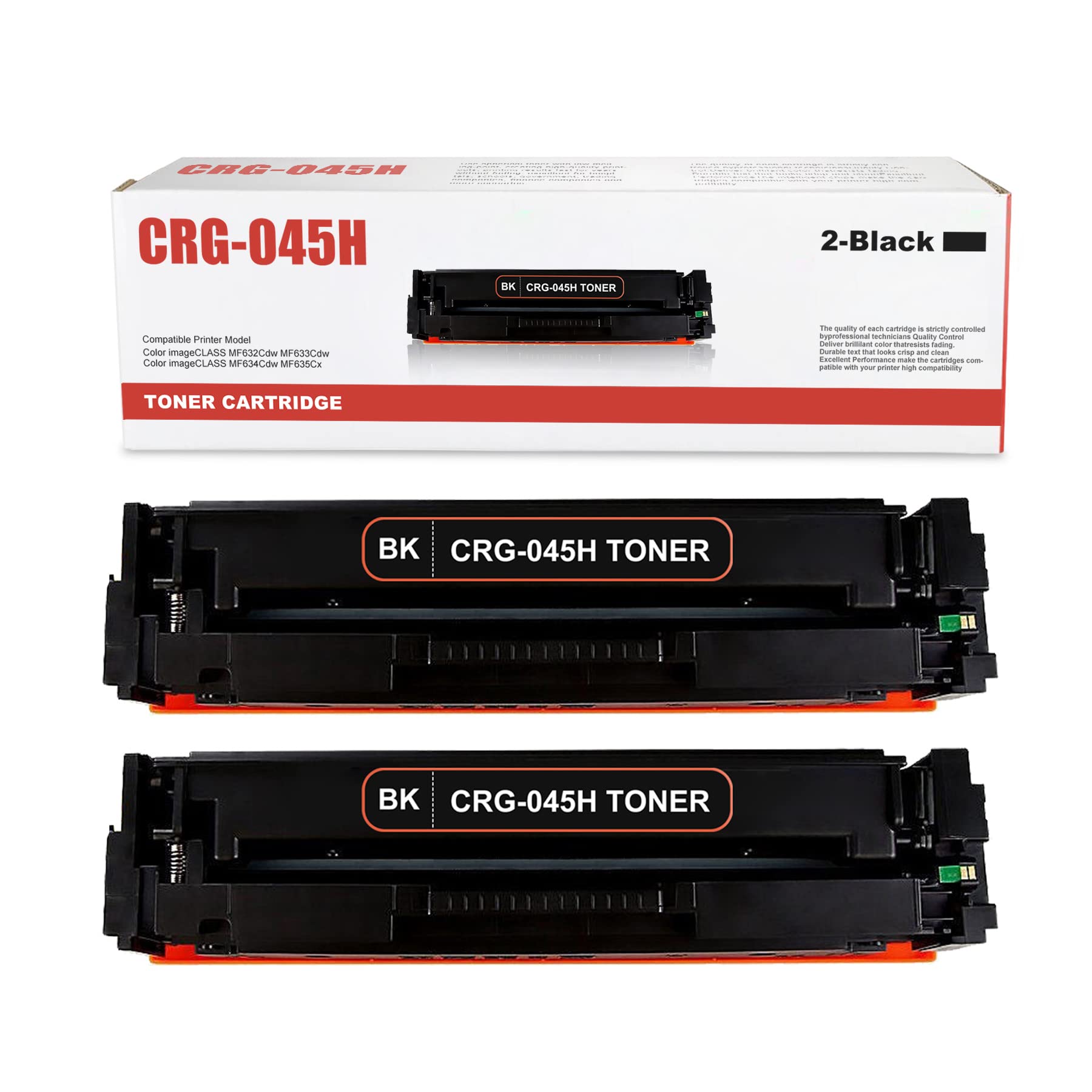 FRIJIE 2-Pack Black CRG-045H/CRG045H Compatible Toner Cartridge Replacement for Canon Color imageCLASS MF634Cdw MF635Cx LBP612Cdw i-SENSYS MF635Cx LBP613Cdw Printers - Perfect for Home & Office Printing Needs