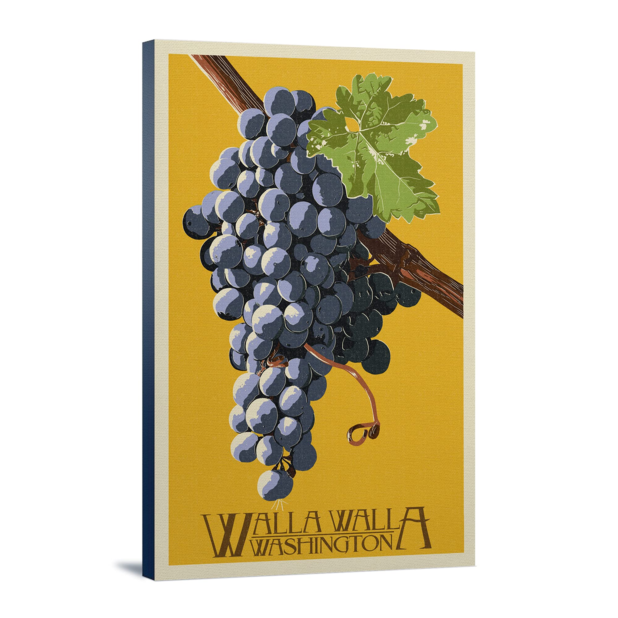 Walla Walla Washington Wine Grape Letterpress Art Print - 16x24 Wrapped Canvas Wall Decor for Home, Office & Wine Cellar | Perfect Gift for Wine Lovers & Home Decor