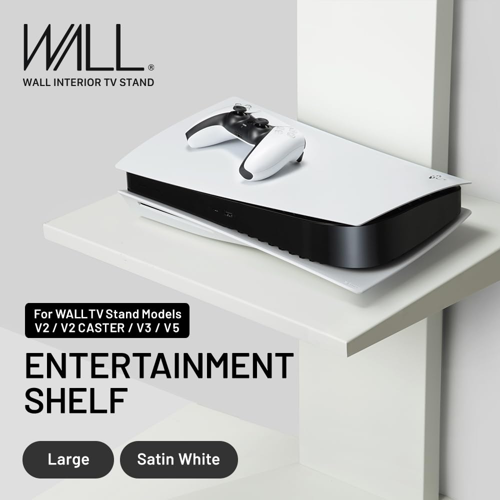 Large Wall Mount Entertainment Shelf for Models V2/V2 CASTER/V3/V5 - Holds DVD/Blu-ray Players, Game Consoles, DVR & Cable Box - Satin White Finish | Perfect for Living Room, Bedroom & Home Theater Organization