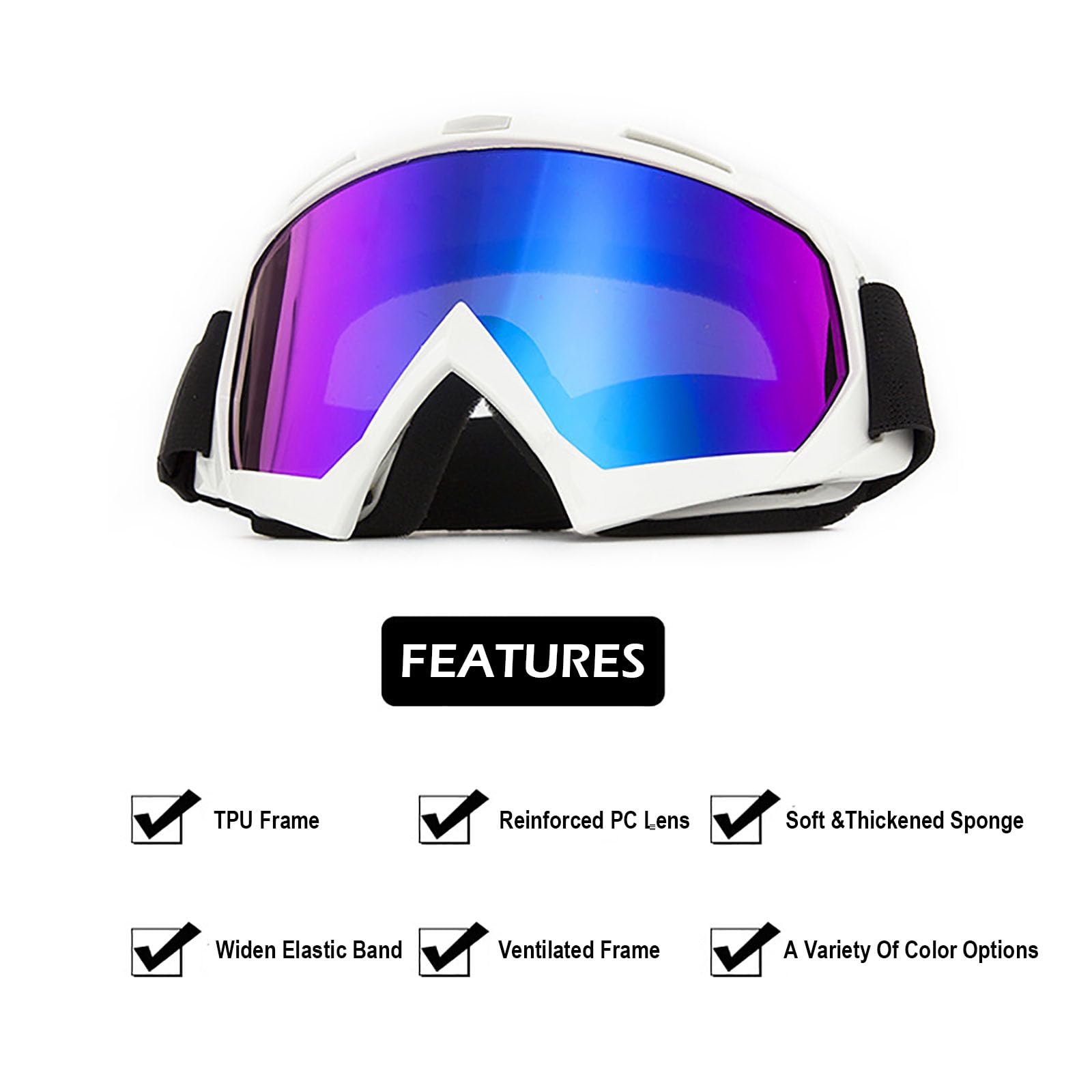Best Dirt Bike Goggles with Balaclava Face Cover - Motocross & Offroad Riding Glasses for Men & Women - UV Protection Anti-Fog Lens for ATV, MX, Enduro & Adventure Motorcycle Riding