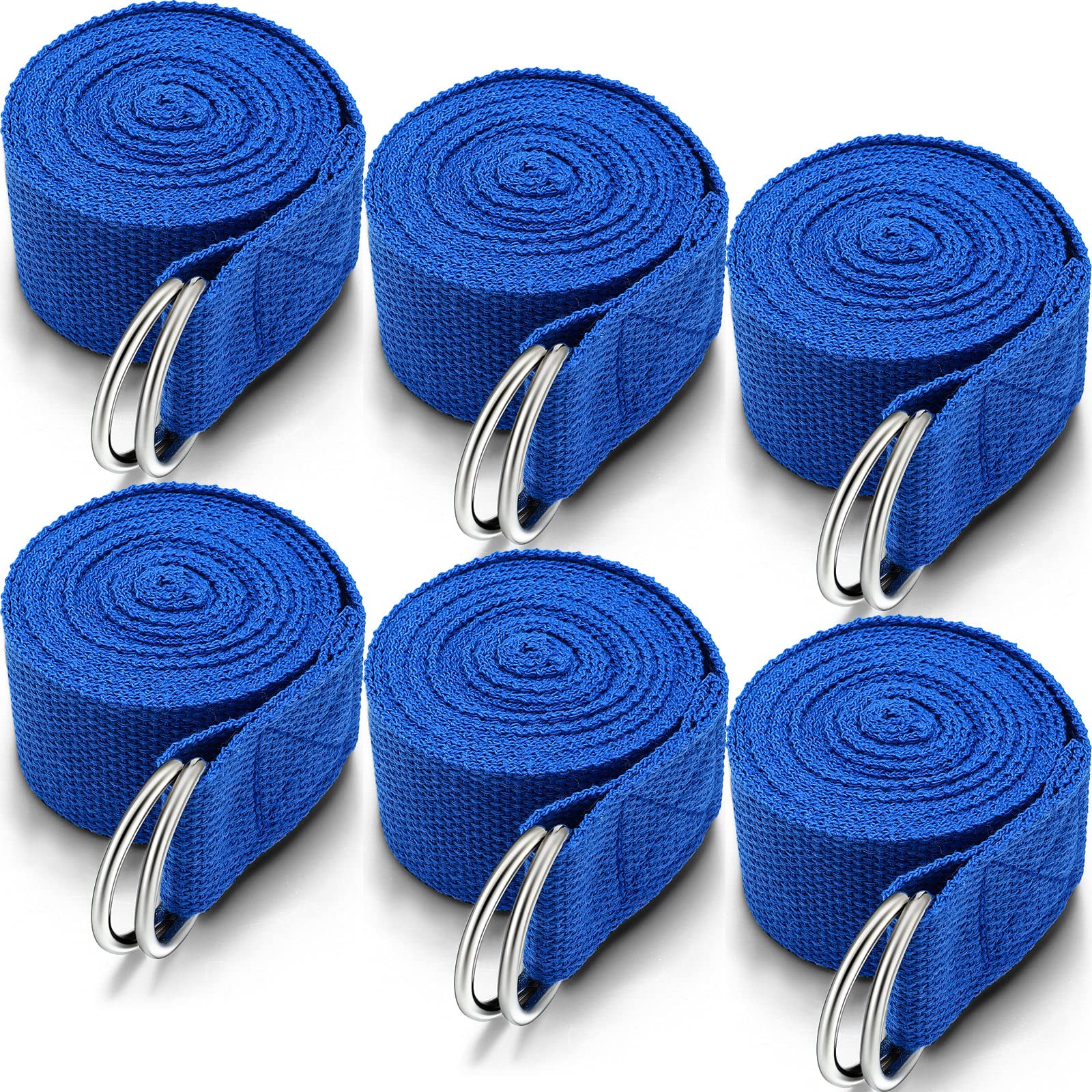 6-Pack 8 Ft Yoga Straps with Adjustable D-Ring Buckles - Stretching, Pilates, Gym Workouts, and Posture Improvement - Perfect for Home, Studio & Travel Fitness Accessories
