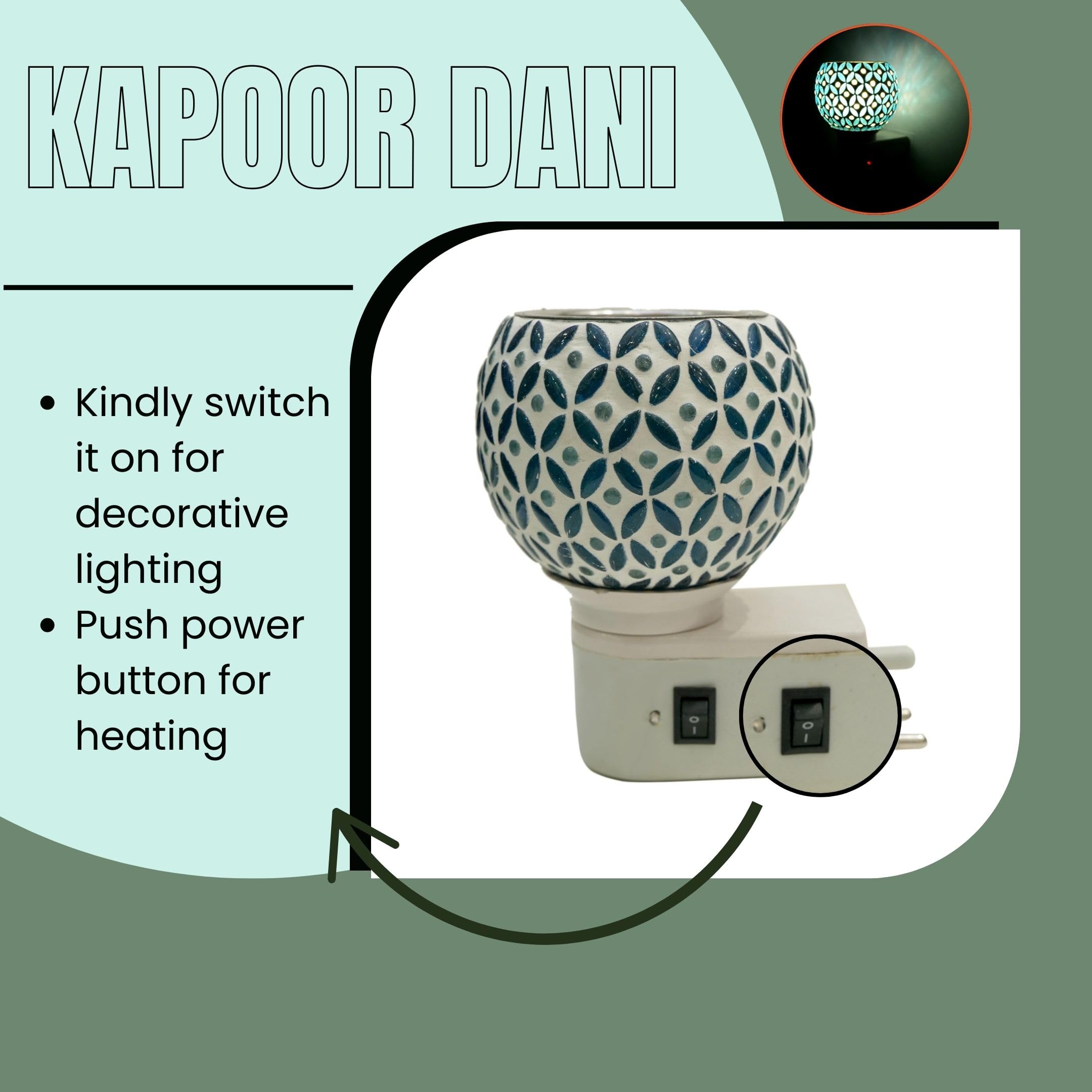 Premium Ceramic Aroma Diffuser & Night Light - Essential Oil Warmer with On/Off Switch, Camphor Burner for Home Fragrance - Perfect for Bedroom, Yoga Studio & Spa Relaxation