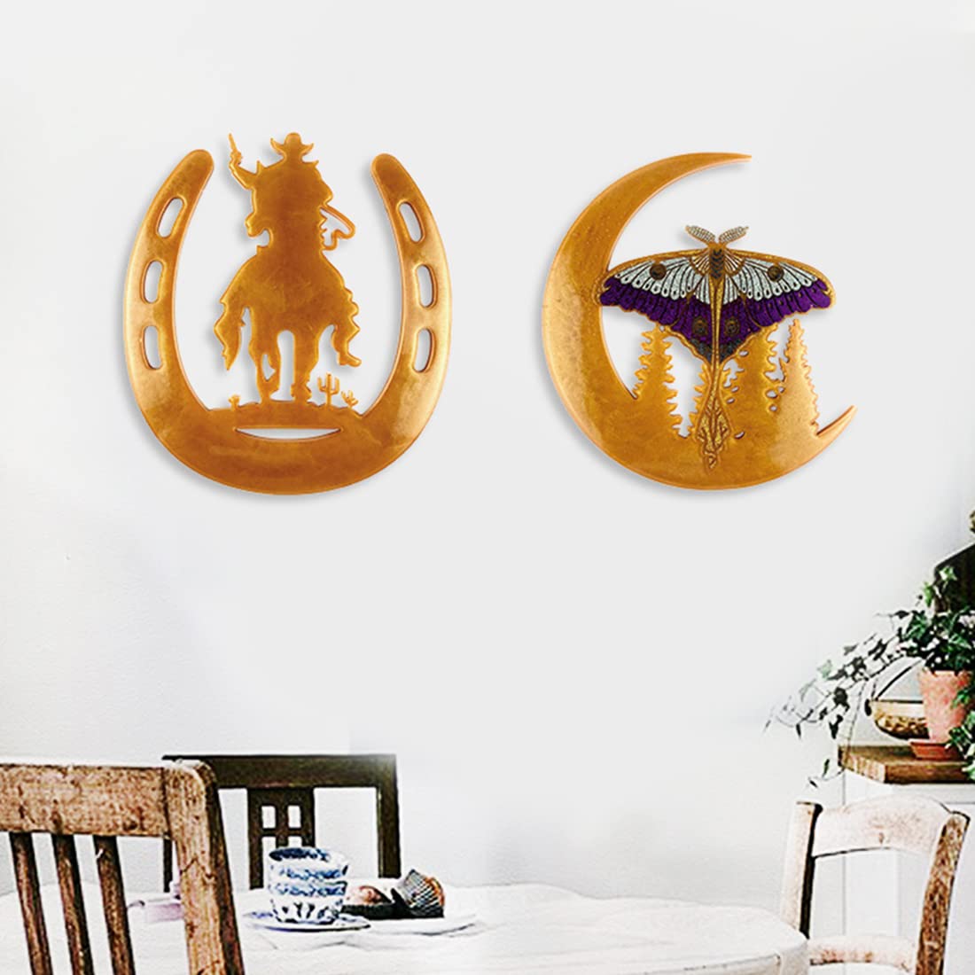 Voyyphixa 2-Piece DIY Resin Molds Set - Crescent Moon, Cowboy Rider & Butterfly Silicone Molds for Epoxy Crafting | Halloween Home Decor, Wall Art & Coaster Making | Perfect for DIY Gifts, Table Centerpieces & Party Decorations