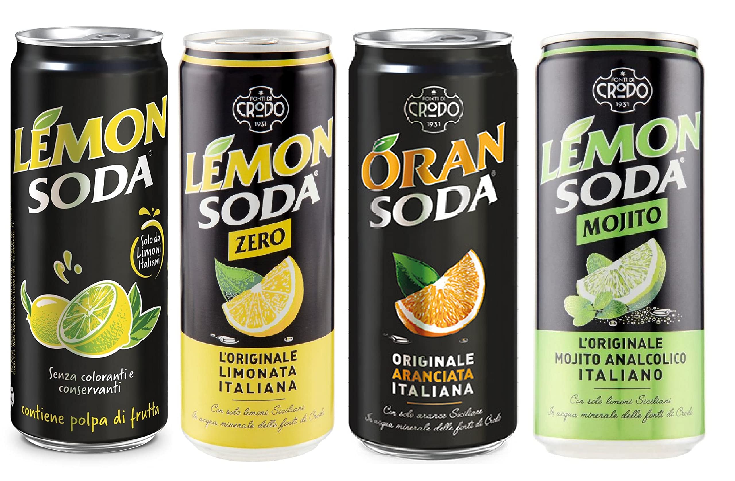 6x Lemonsoda 330ml Italian Lemon Soda + 6x Lemonsoda Zero Can 330ml + 6x Oransoda Orange Soda 330ml + 6x Lemon Soda Mojito 330ml - Refreshing Beverage Variety Pack for Parties, BBQs & Summer Refreshment