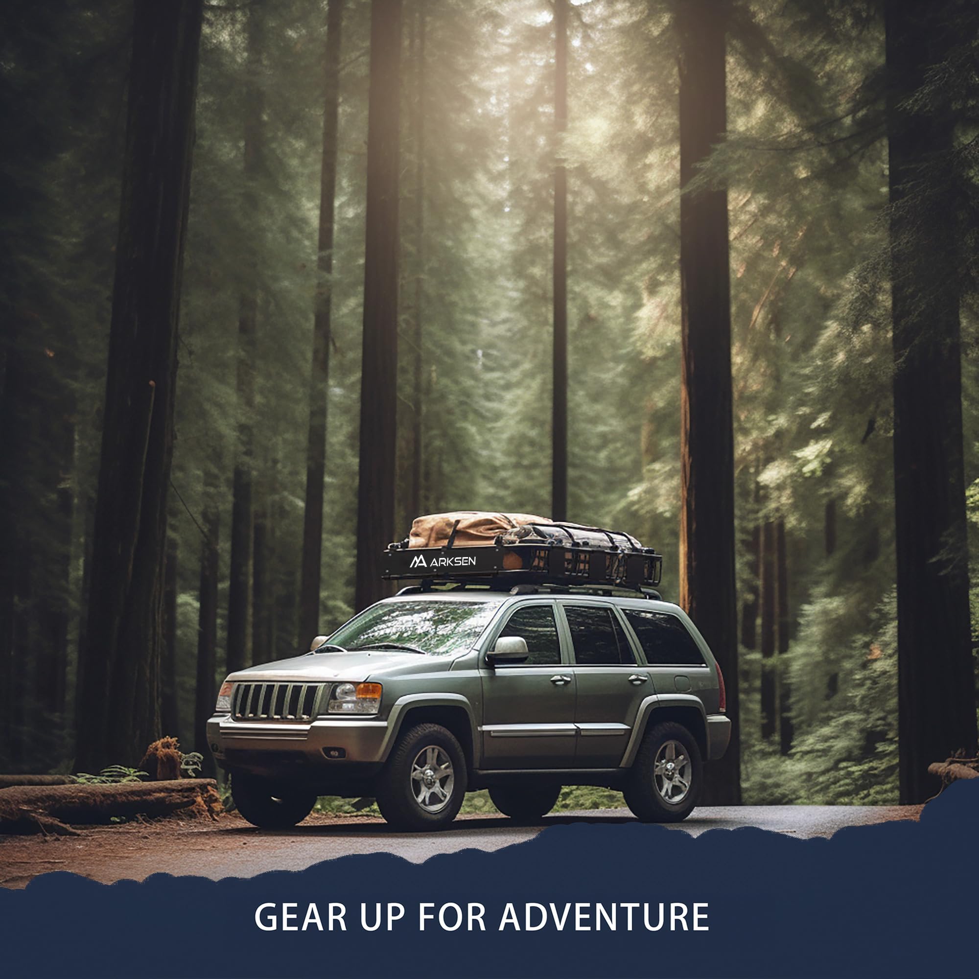 ARKSEN 43x50x6 Inch Universal Heavy Duty Roof Rack Cargo Carrier - 150LB Capacity, Extra Wide Steel Construction for SUV, Truck & Car - Perfect for Camping Gear, Sports Equipment & Road Trip Luggage