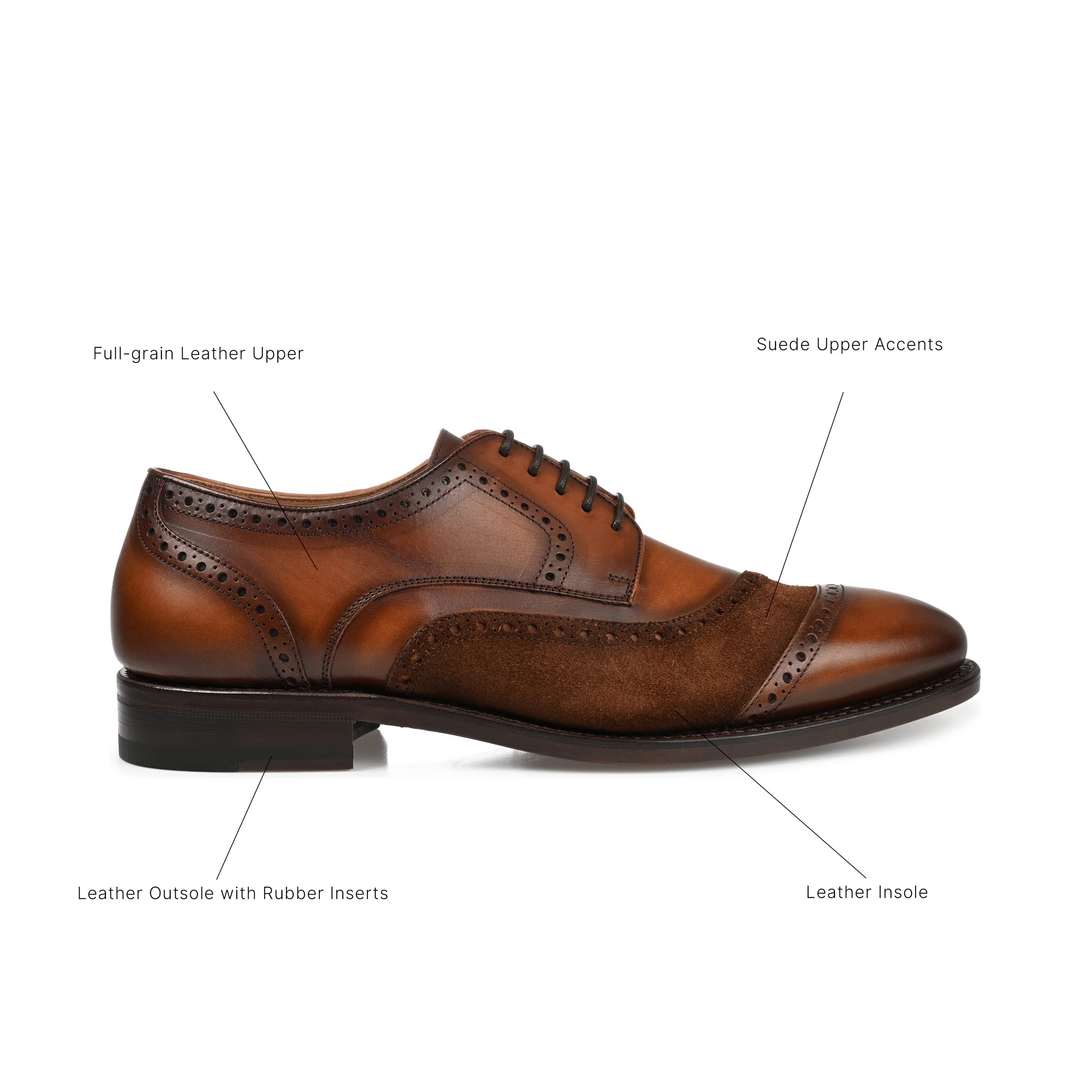 TAFT Gladiator Men's Dress Shoes - Premium Full-Grain Leather & Suede Oxfords in Chocolate Brown | Formal Business Attire & Wedding Shoes for Professionals
