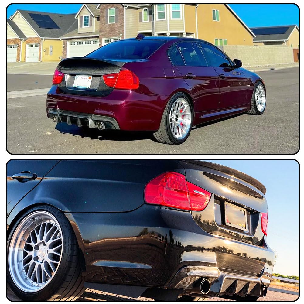 Carbon Fiber Rear Diffuser for BMW 3 Series E90 325i 335i M Sport (2005-2012) - Lower Bumper Lip Spoiler Body Kit - Enhances Aerodynamics & Sporty Look - Perfect for Car Enthusiasts & Performance Upgrades
