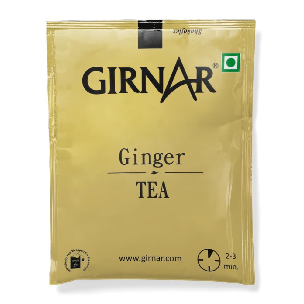 Girnar Adrak Ginger Tea Bags - 25 Count | Natural Herbal Tea for Digestion & Immunity | Perfect for Morning Boost & Cold Relief