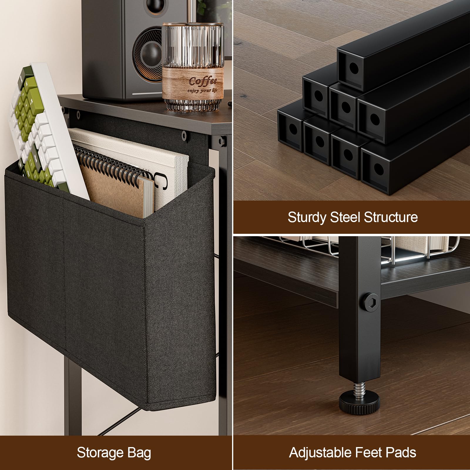 40 Inch L-Shaped Computer Desk with Reversible Storage Shelves - Black Home Office Corner Desk with Hutch for Study, Writing & Work | Perfect for Small Spaces & Gaming Setups
