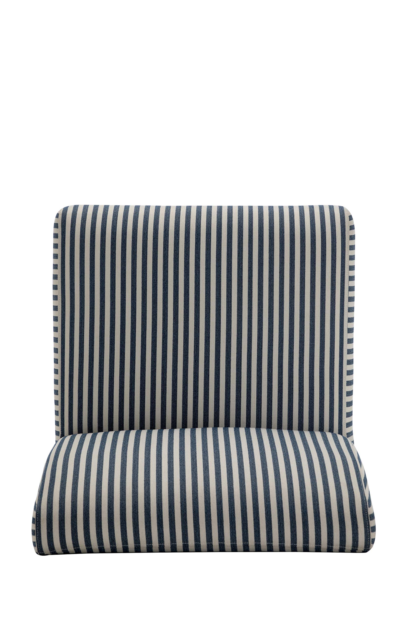 Wovenbyrd Classic Armless Slipper Accent Chair with Solid Wood Legs - Navy & White Striped Fabric Upholstery - Perfect for Living Room, Bedroom or Office Decor