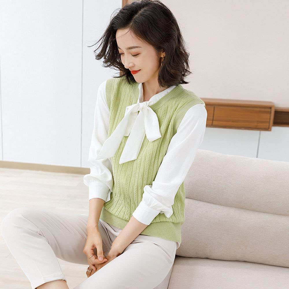 Women's Vintage Green Hollow Out Plaid Knit Sweater Vest - Sleeveless Pullover Cami, Round Neck Preppy Style, Plus Size Casual Loose Tank Top for Autumn & Winter | Perfect for Layering, Office Wear, and Fall Fashion Outfits