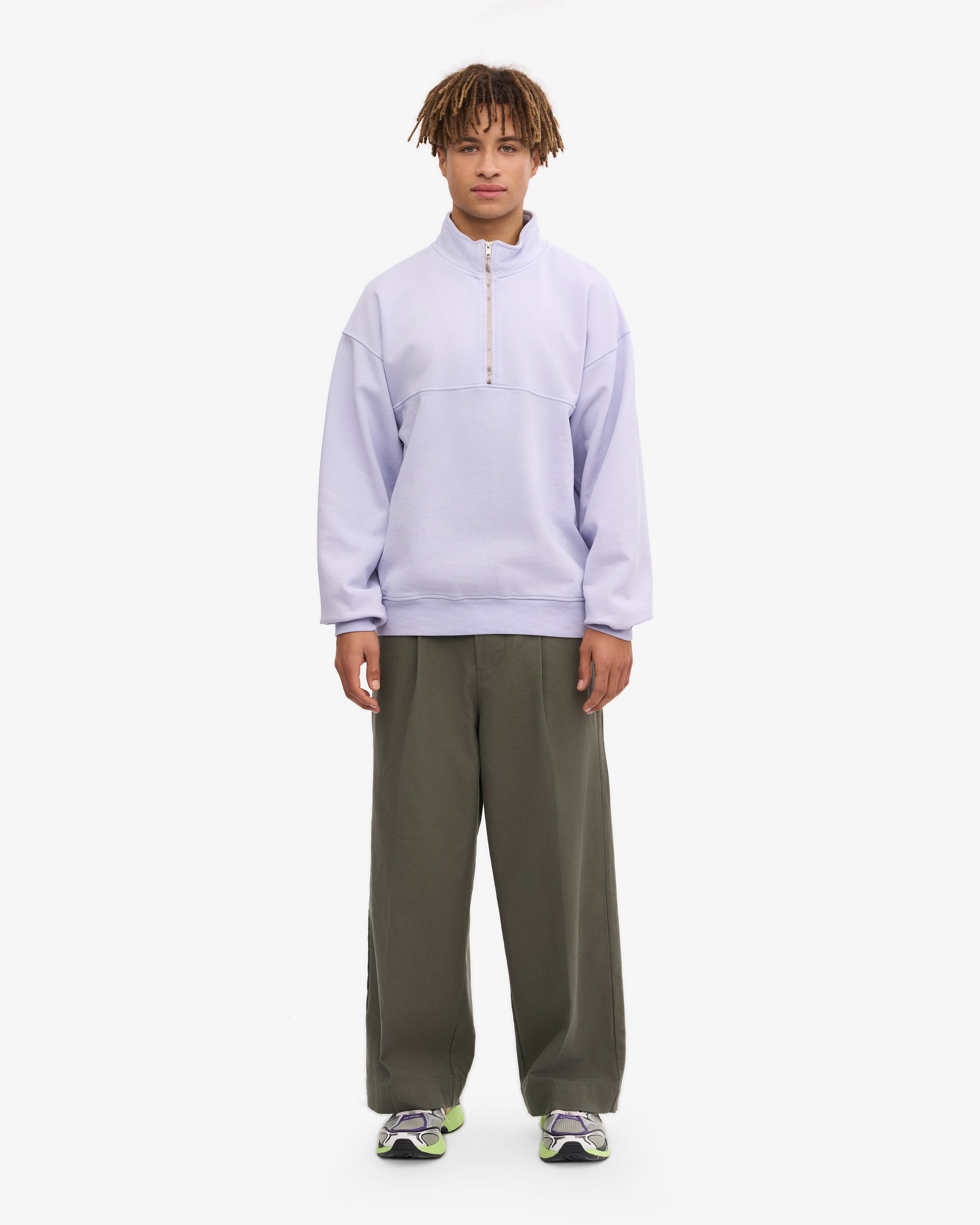 Organic Quarter Zip Sweatshirt for Women - Soft Lavender Pullover with Kangaroo Pocket | Cozy Casual Wear for Fall & Winter, Perfect for Outdoor Activities and Lounge