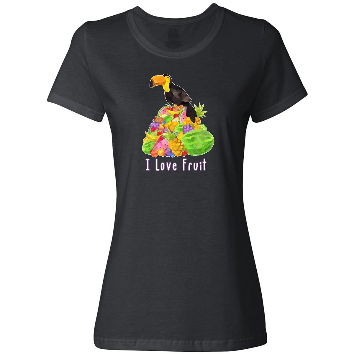Inktastic I Love Fruit Toucan Women's T-Shirt | Cute Tropical Bird Graphic Tee for Casual Wear, Summer Outfits & Vacation Style