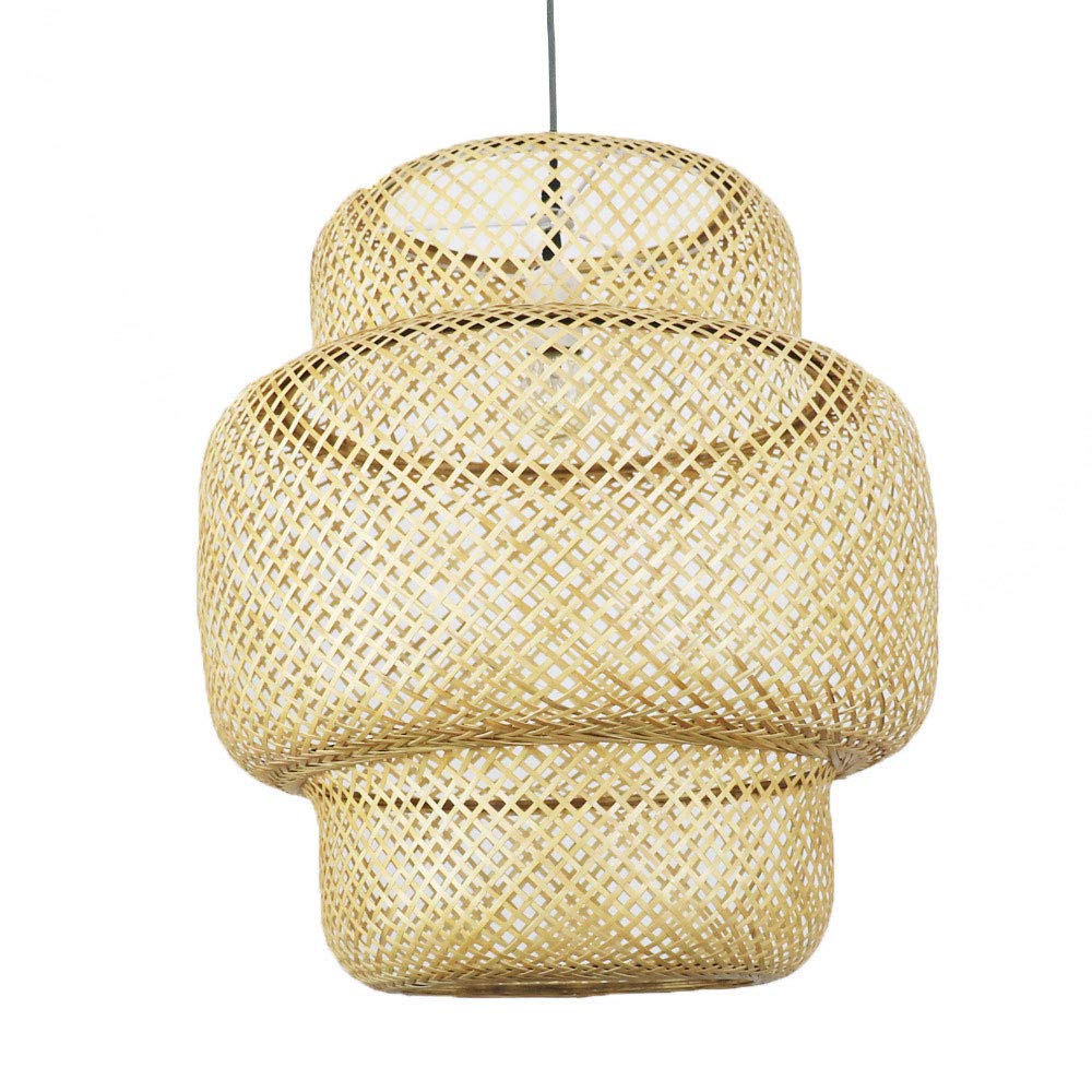 Hand-Woven Bamboo Rattan Chandelier Lamp - Natural Wicker Table Top & Ceiling Light with E27 Socket - Adjustable for Restaurants, Coffee Shops, Hotels & Home Decor