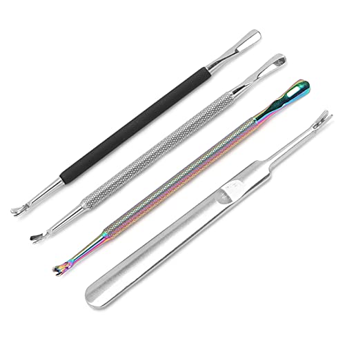 Professional Stainless Steel Nail Cuticle Pusher & Cleaner - Double Ended Cuticle Fork with Ergonomic Grip for Home & Salon Manicure/Pedicure - Perfect for Nail Care, DIY Grooming & Professional Beauty Treatments